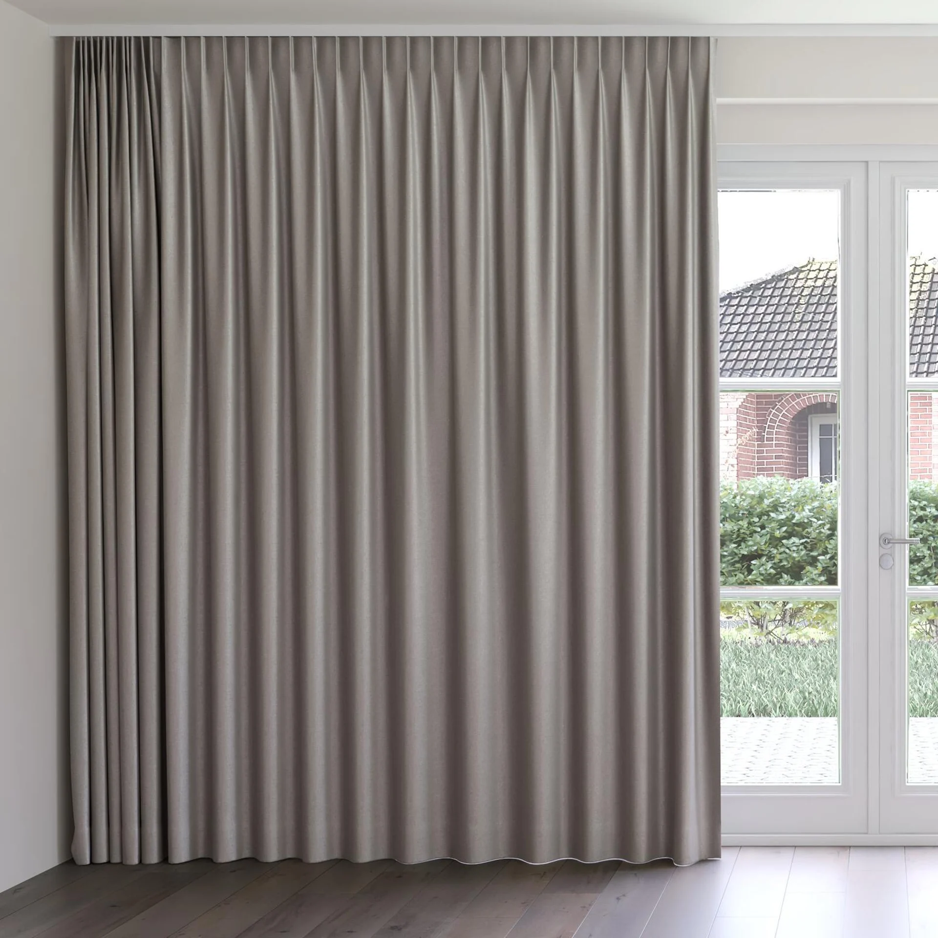 Front view of Recharge Stucco, on curtain rail