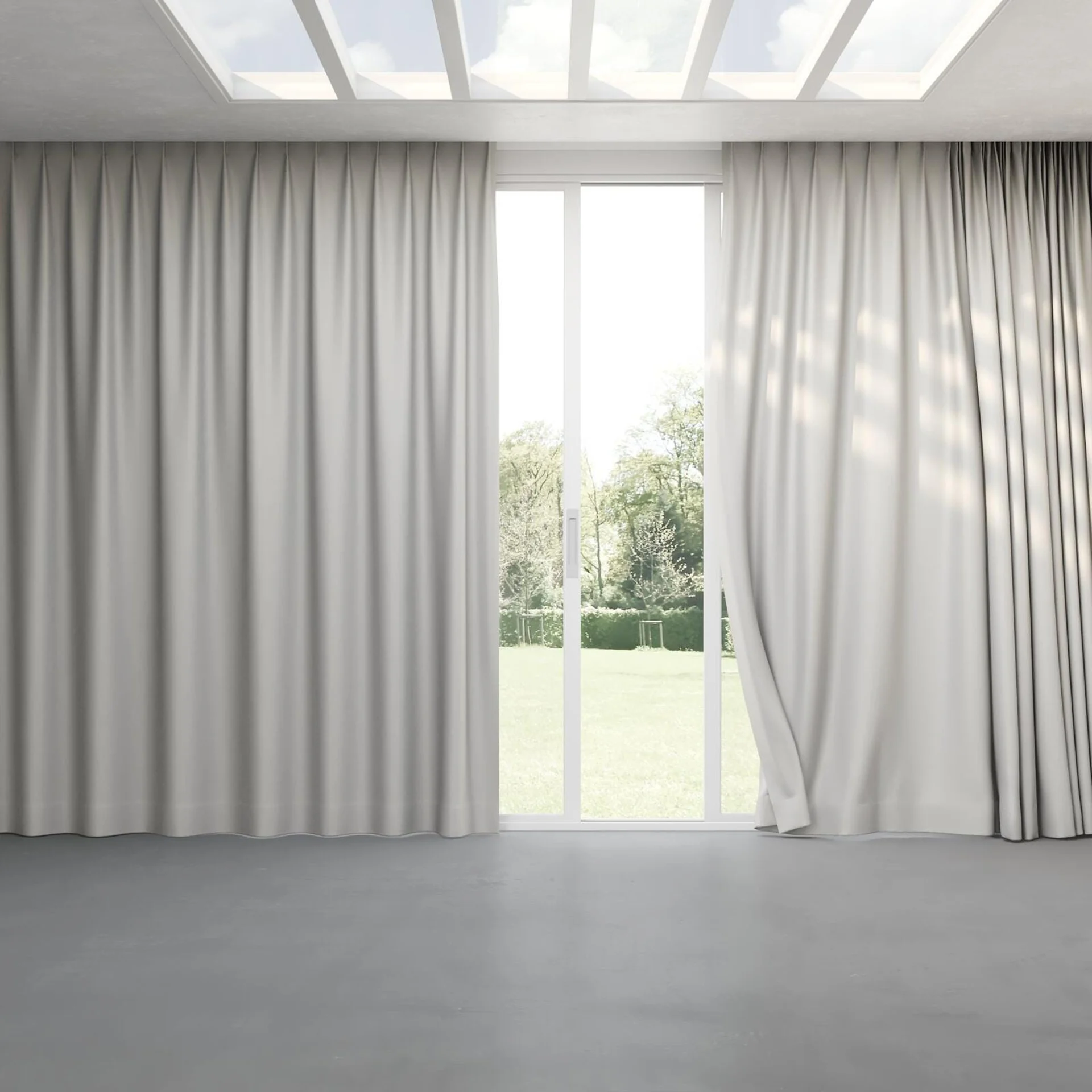 Full view of Banksia Mist, pinch pleat