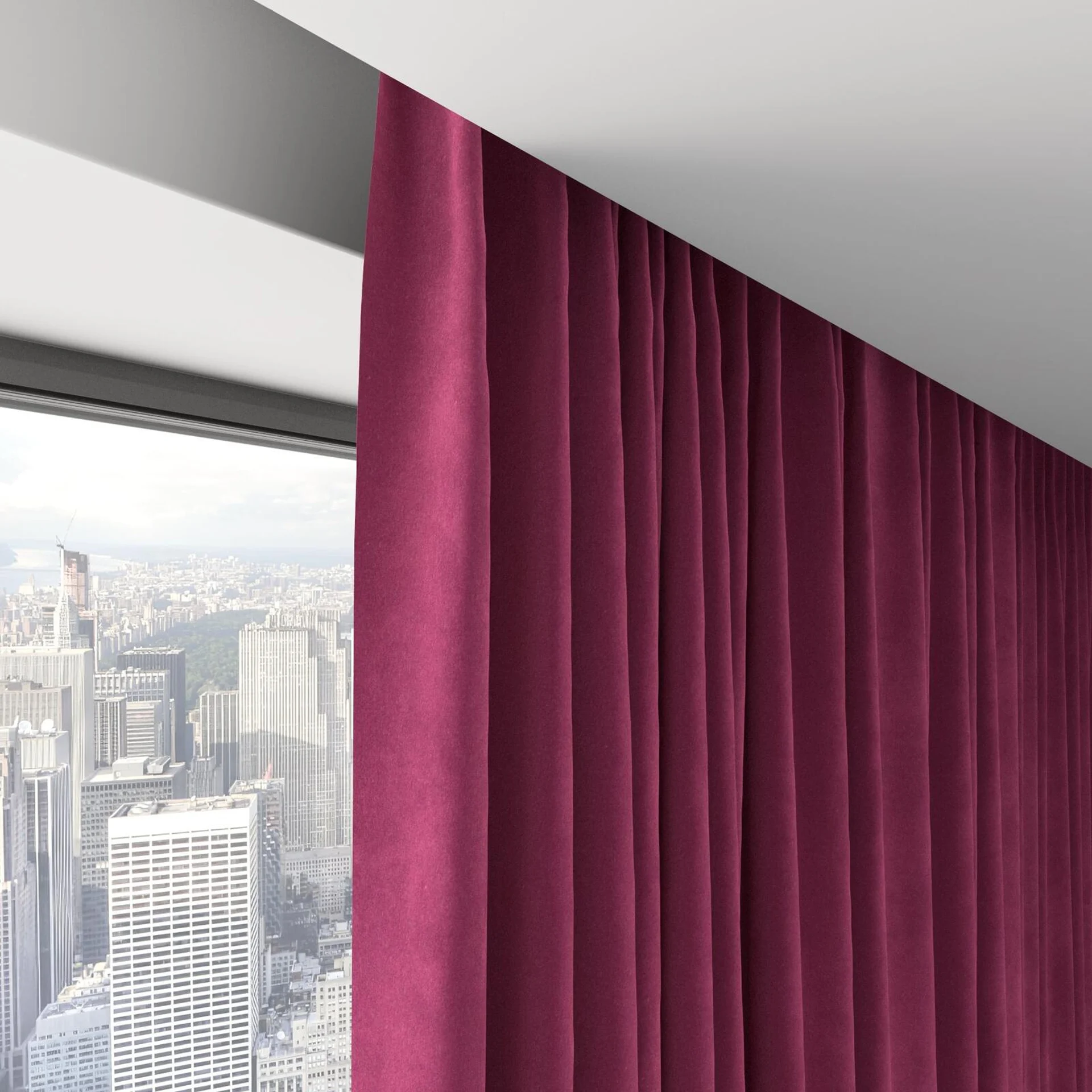 Top view of Lux Velvet Bordeaux 8603, on hidden rail