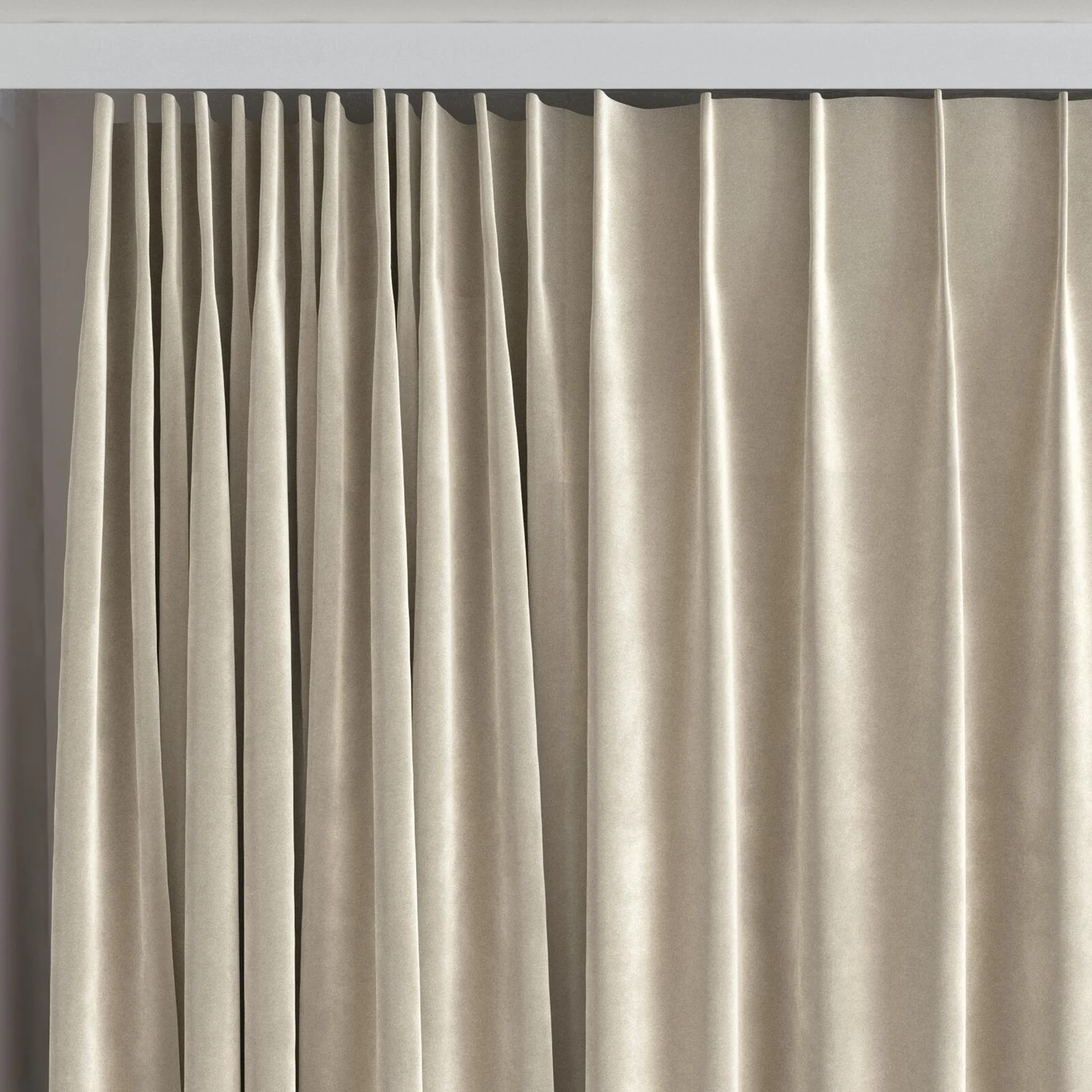 Top view of Velvelux Dune, on curtain rail