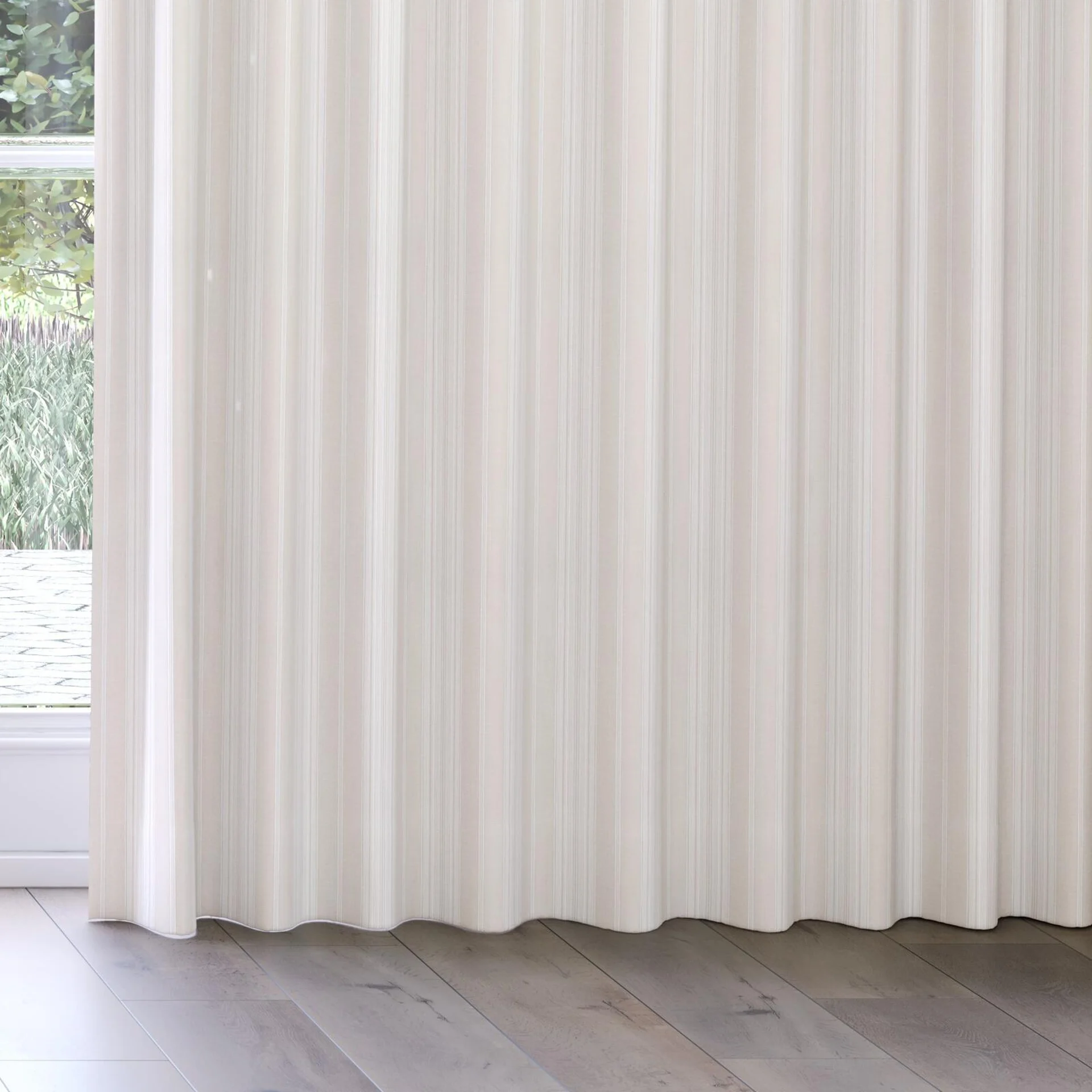 Bottom view of Chambray Multi Thistle, on curtain rail