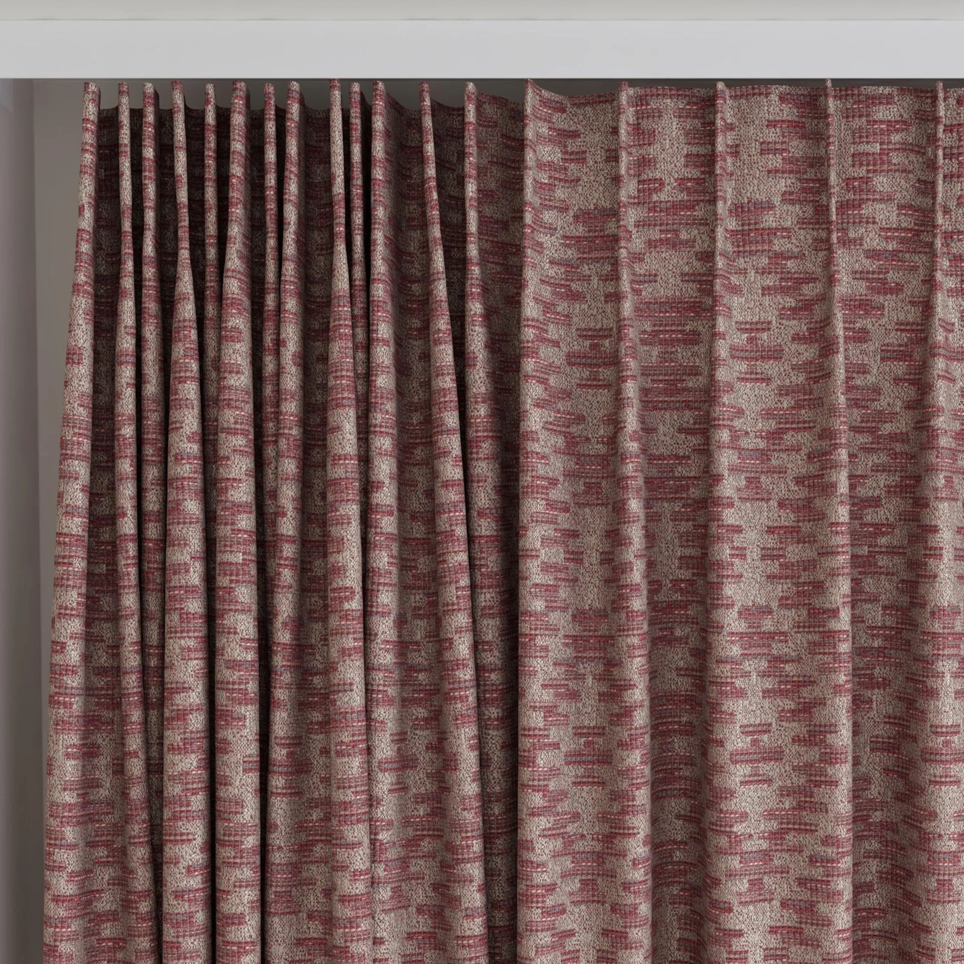 Top view of Kaoani Garnet, on curtain rail