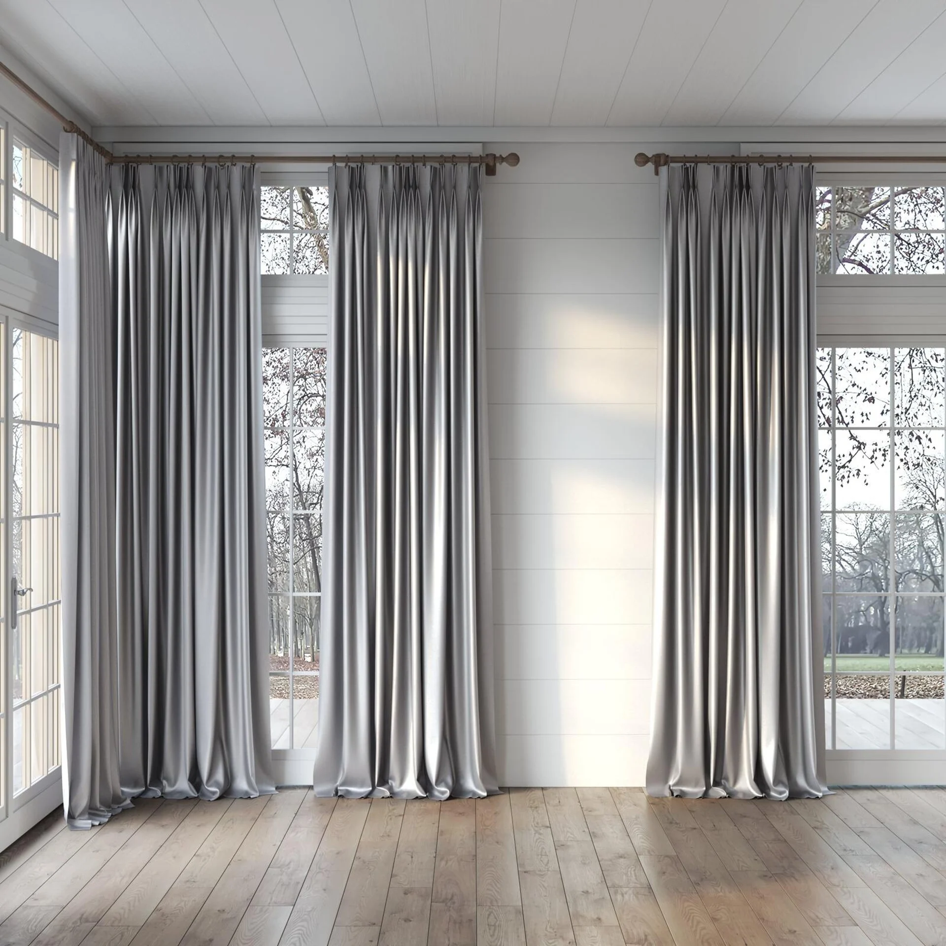 Full view of Consul Aluminium, puddled, on curtain rod