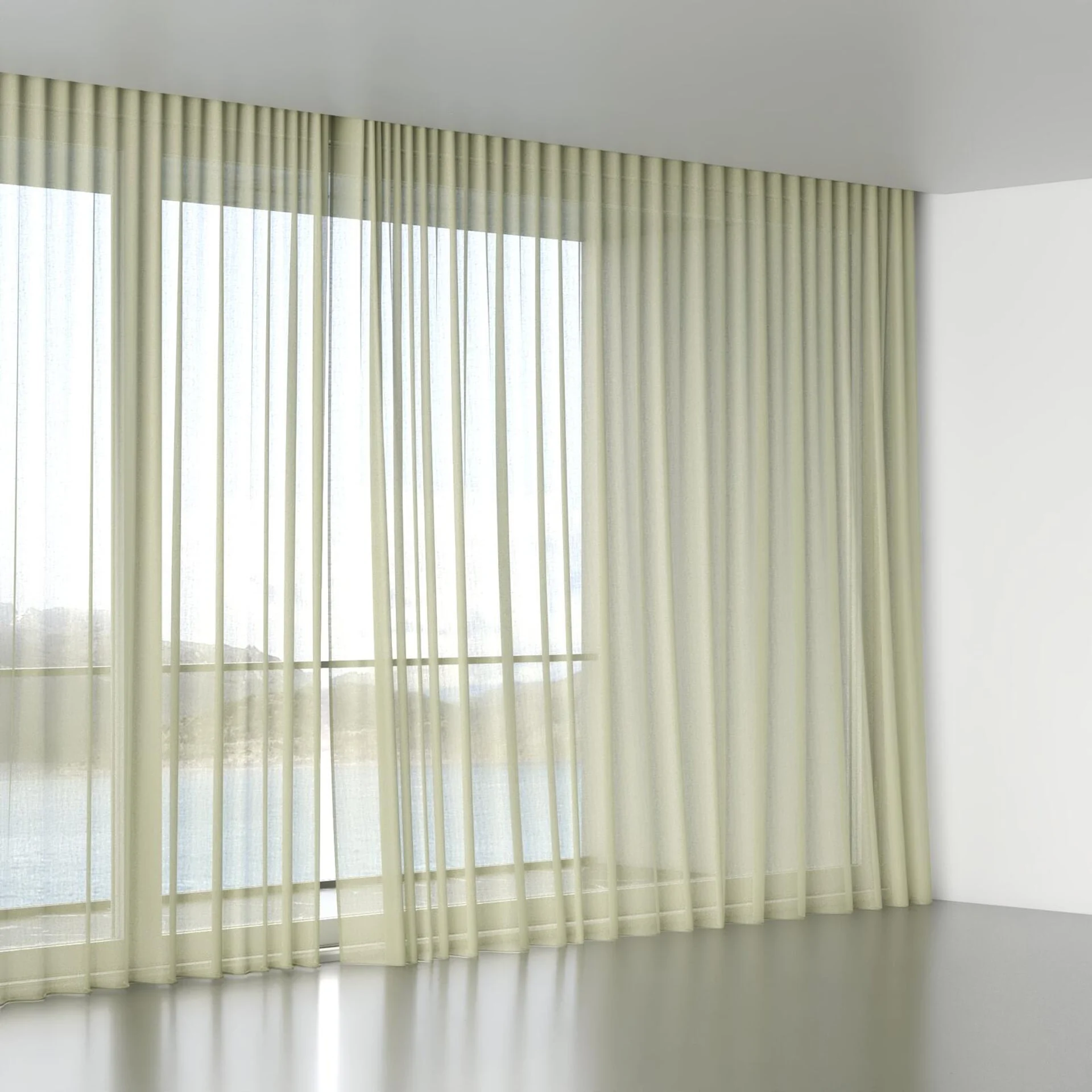 Full view of Alcova Pistachio, wave pleat