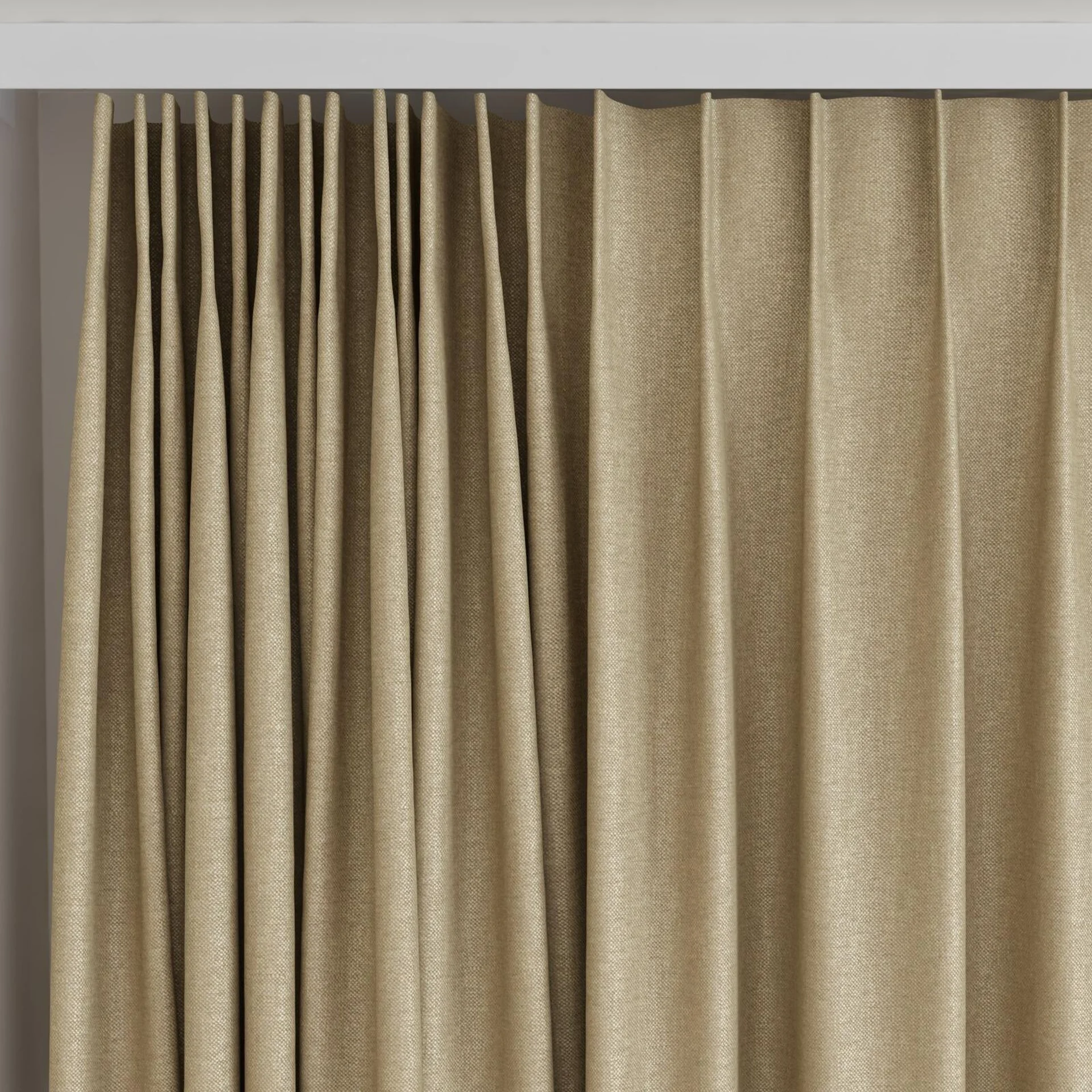 Top view of Bronco Linen, on curtain rail