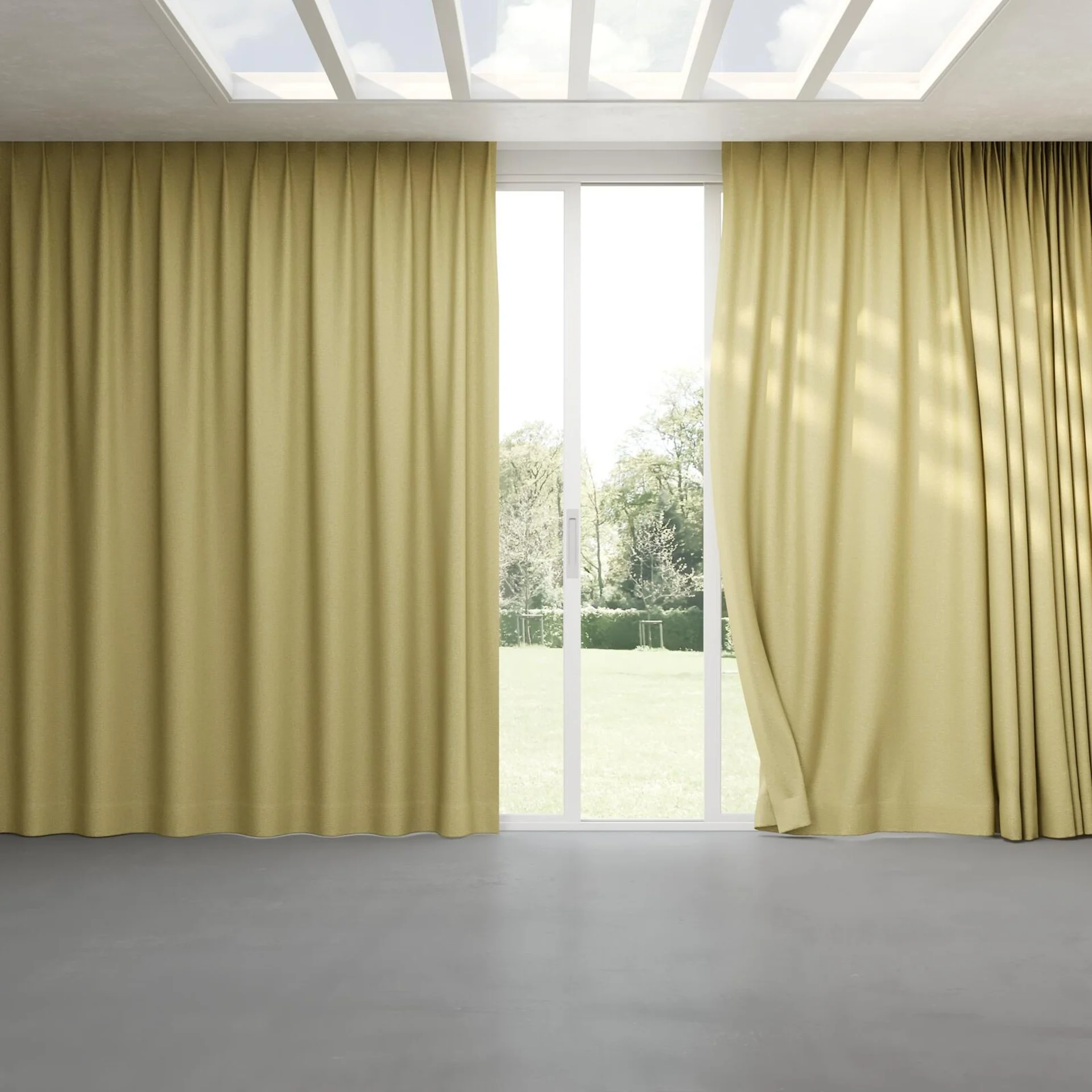 Full view of Sabik Linden, pinch pleat