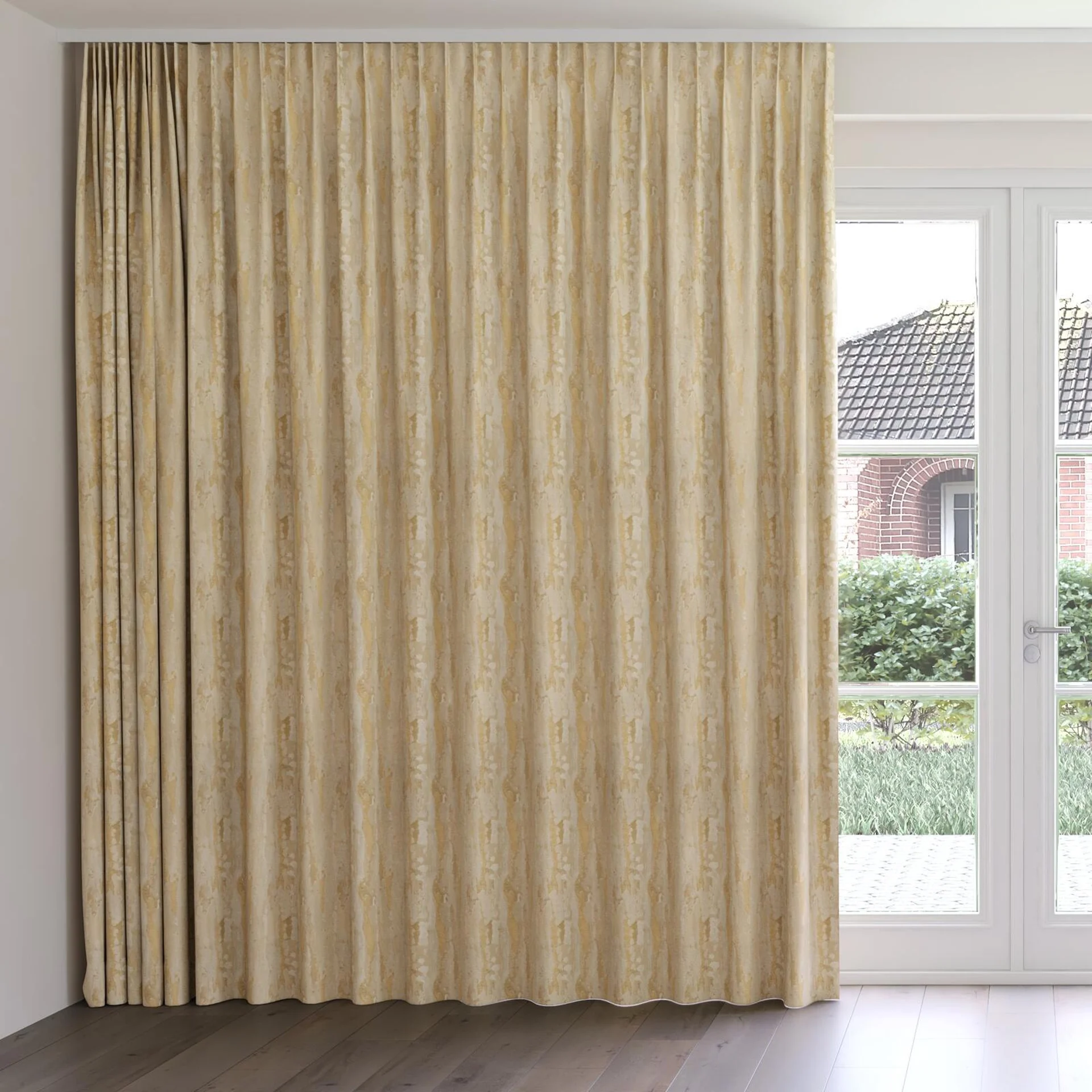 Front view of Jager Gold, on curtain rail