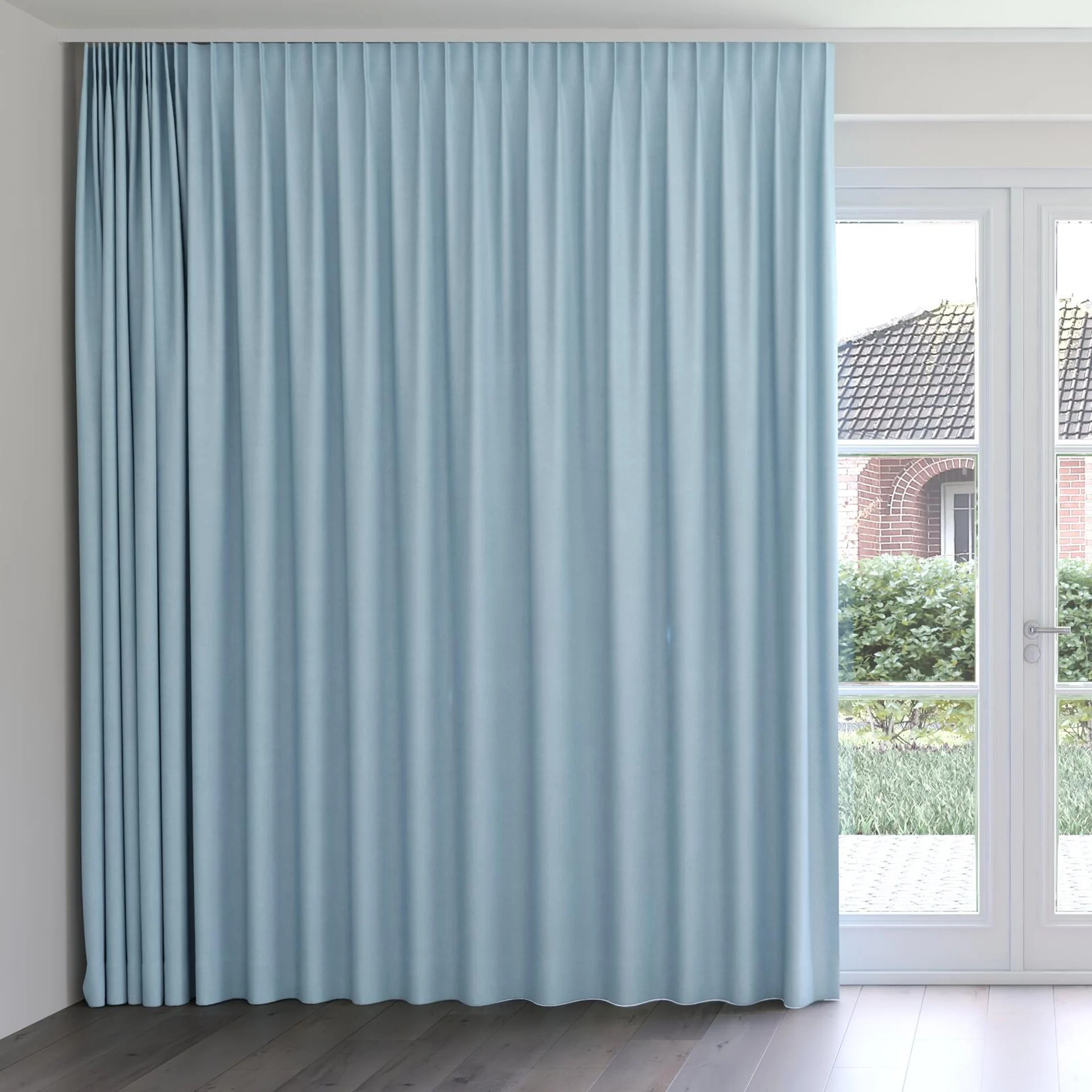 Front view of Peak Sky, on curtain rail