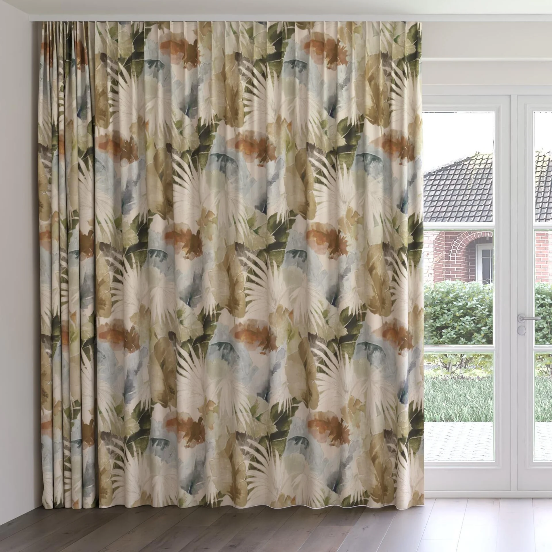 Front view of Canopy Autumn, on curtain rail