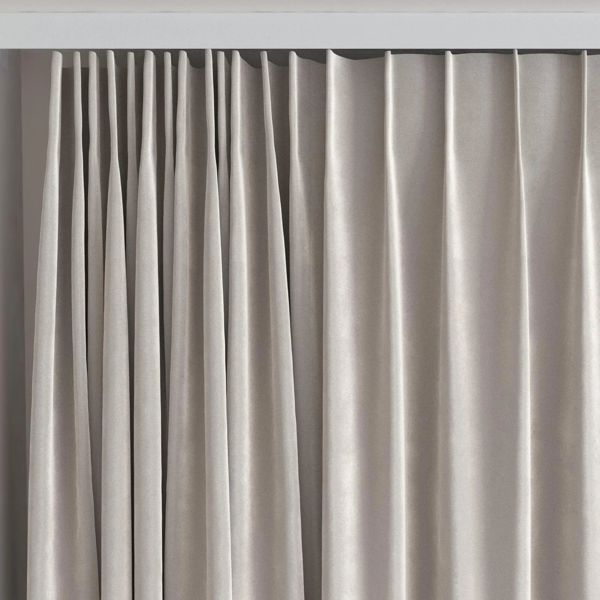 Top view of Velvelux Stucco, on curtain rail