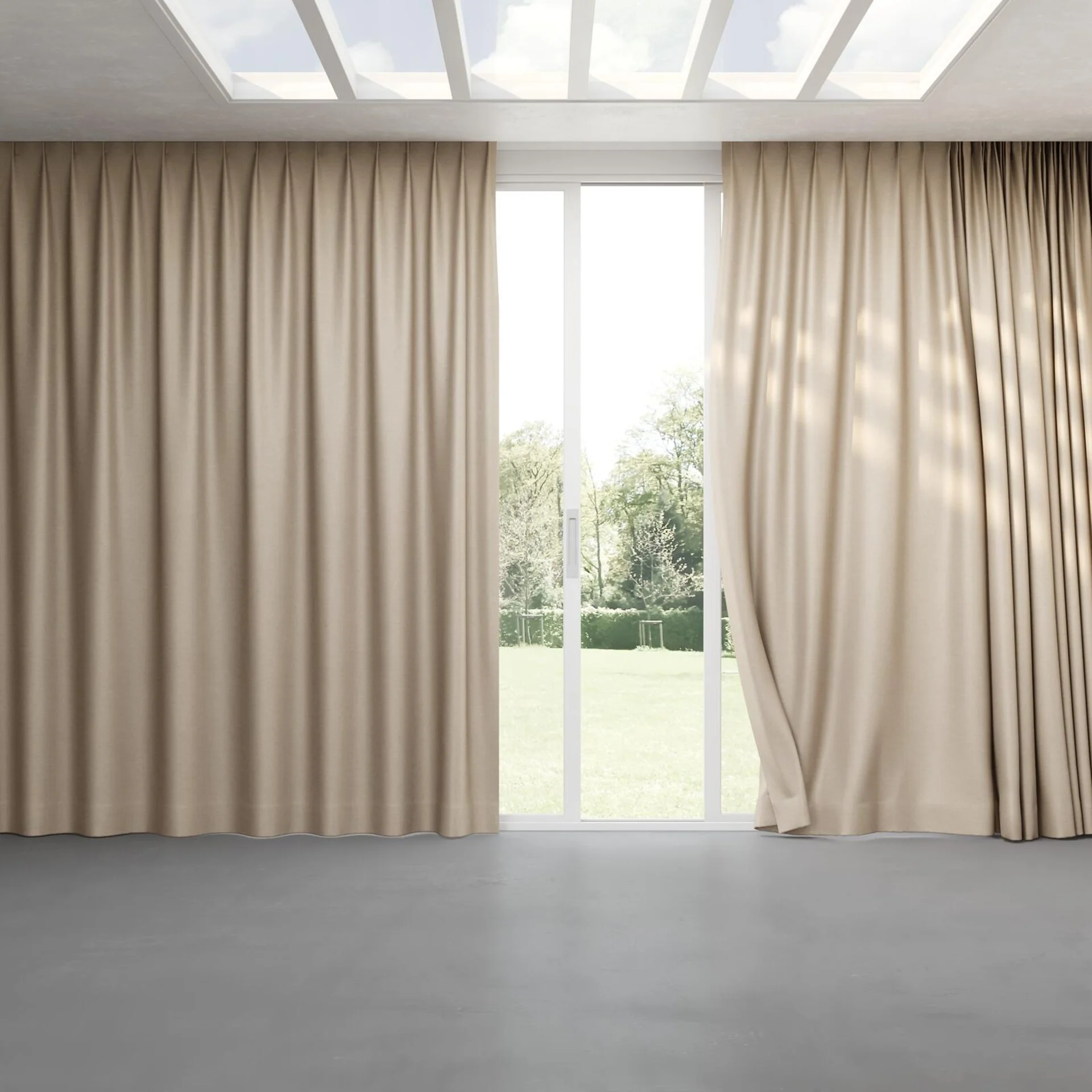 Full view of Provence Linen, pinch pleat