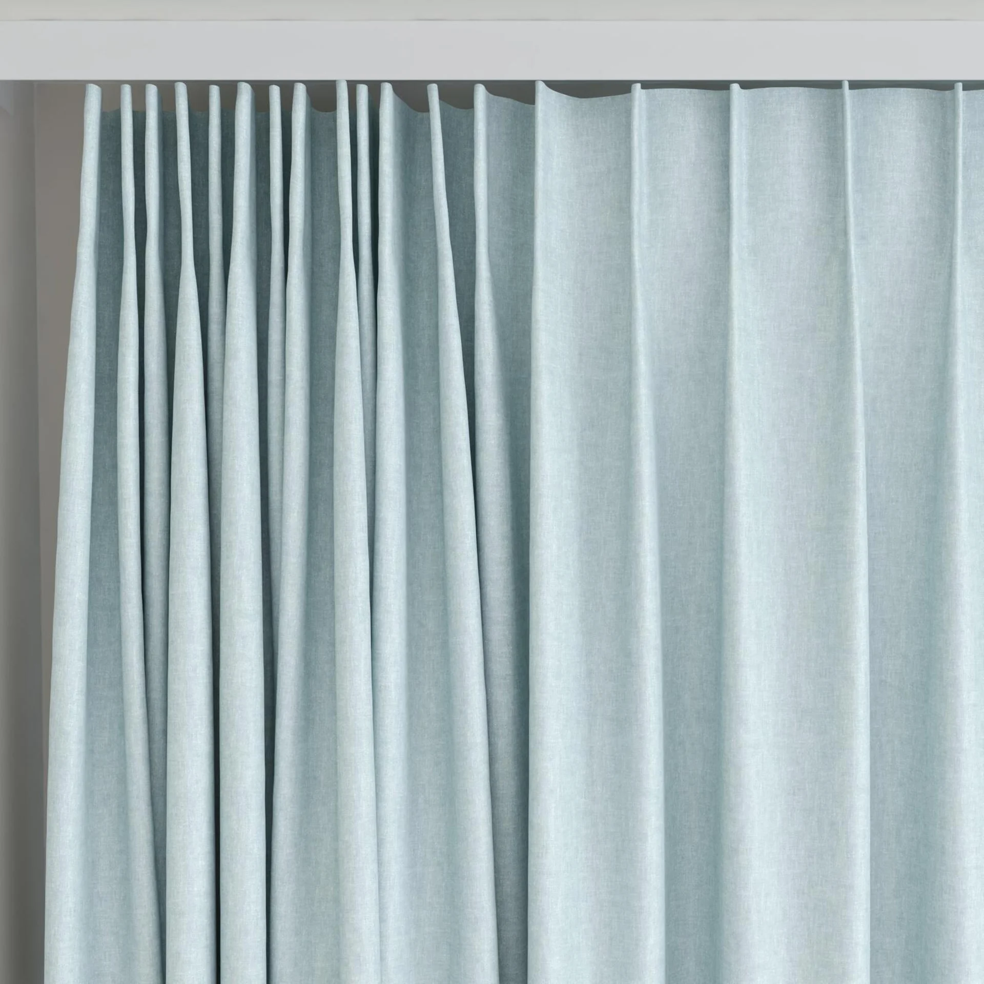 Top view of Hometown Aqua, on curtain rail