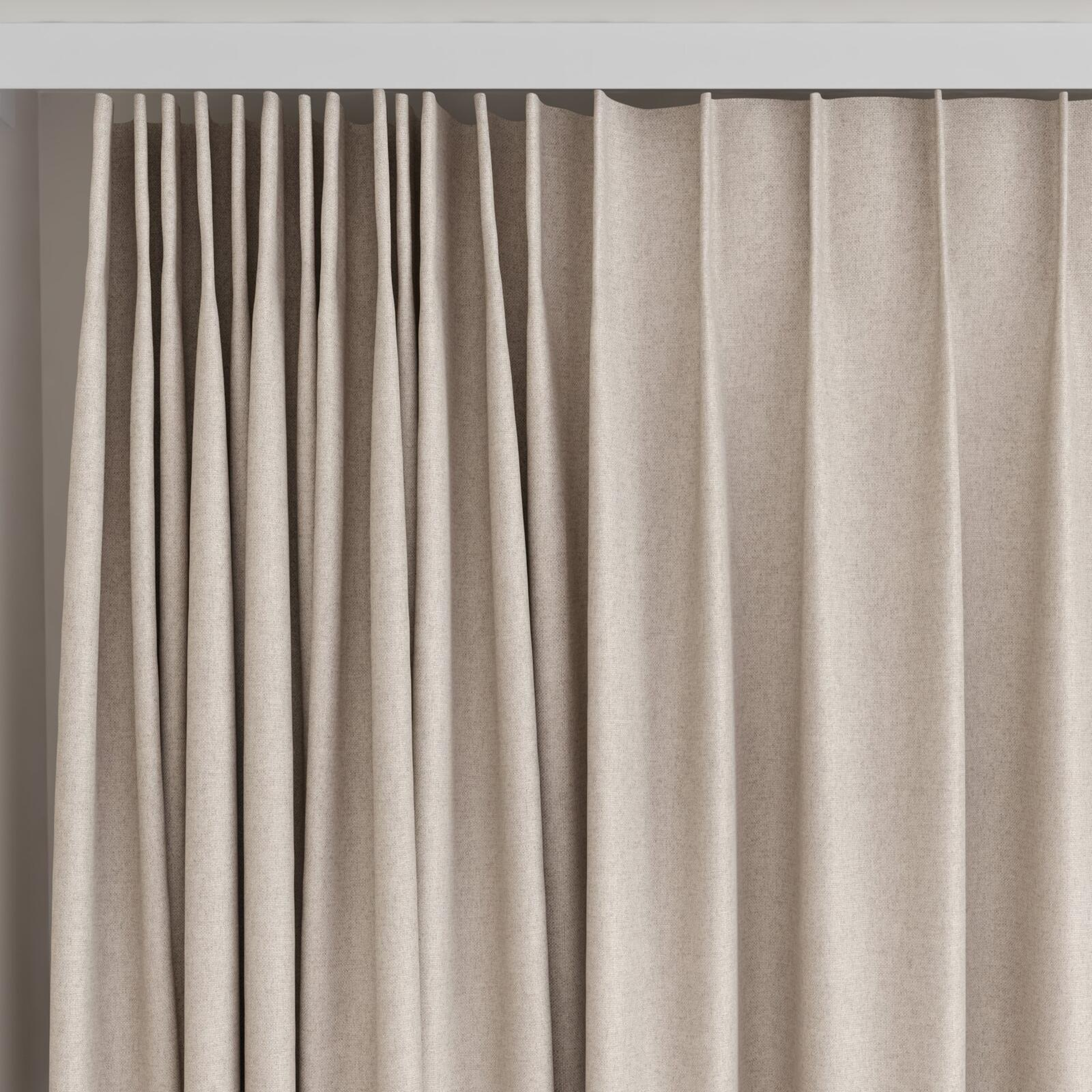 Top view of Liberate Raffia, on curtain rail