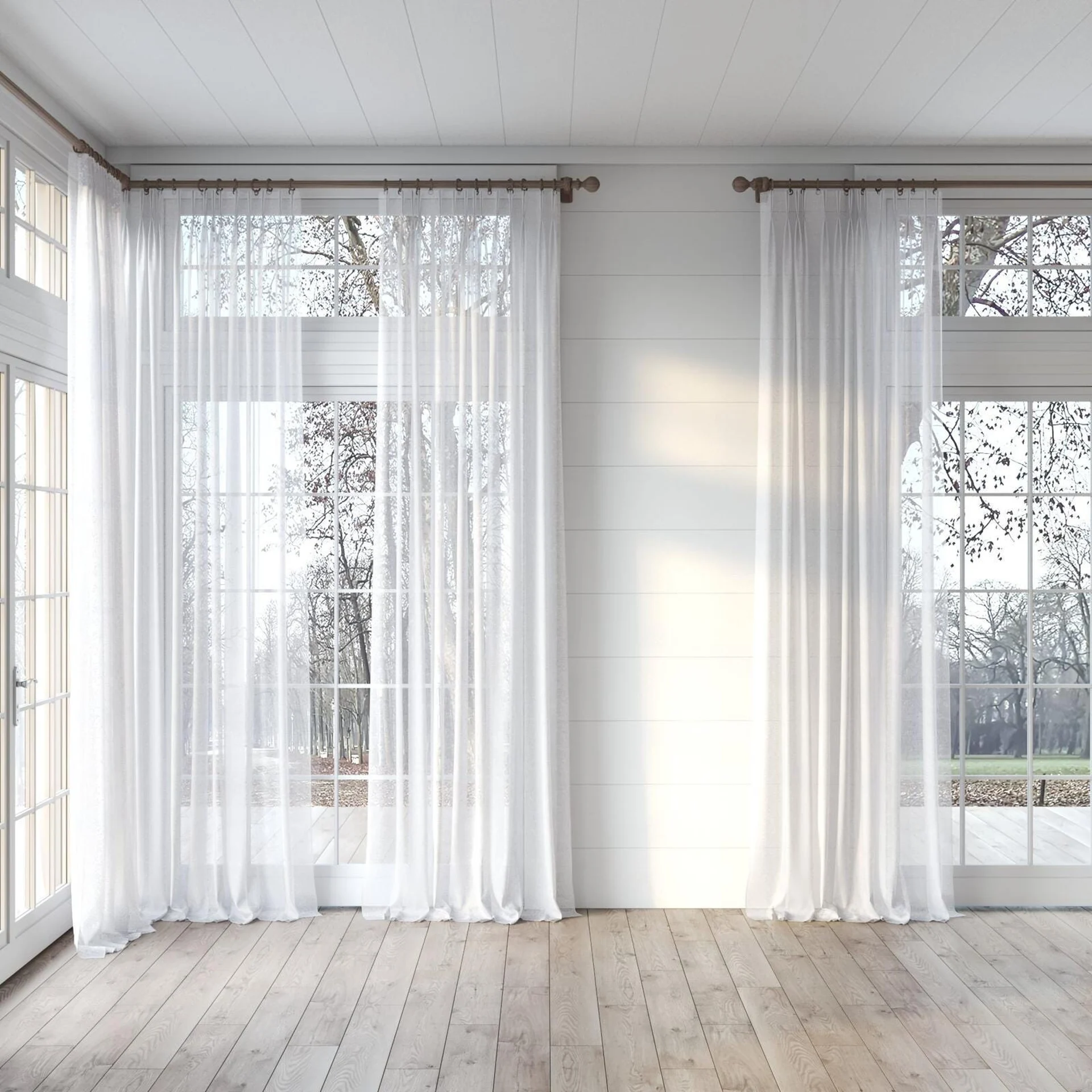 Full view of Elevate Paper, puddled, on curtain rod