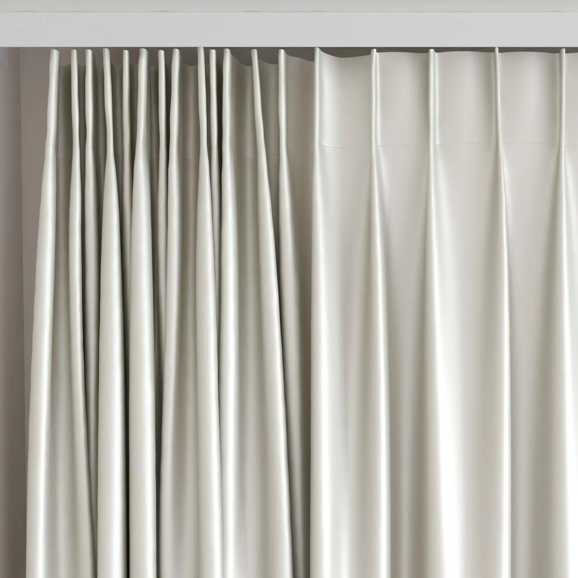 Top view of Moonbeam Angora, on curtain rail