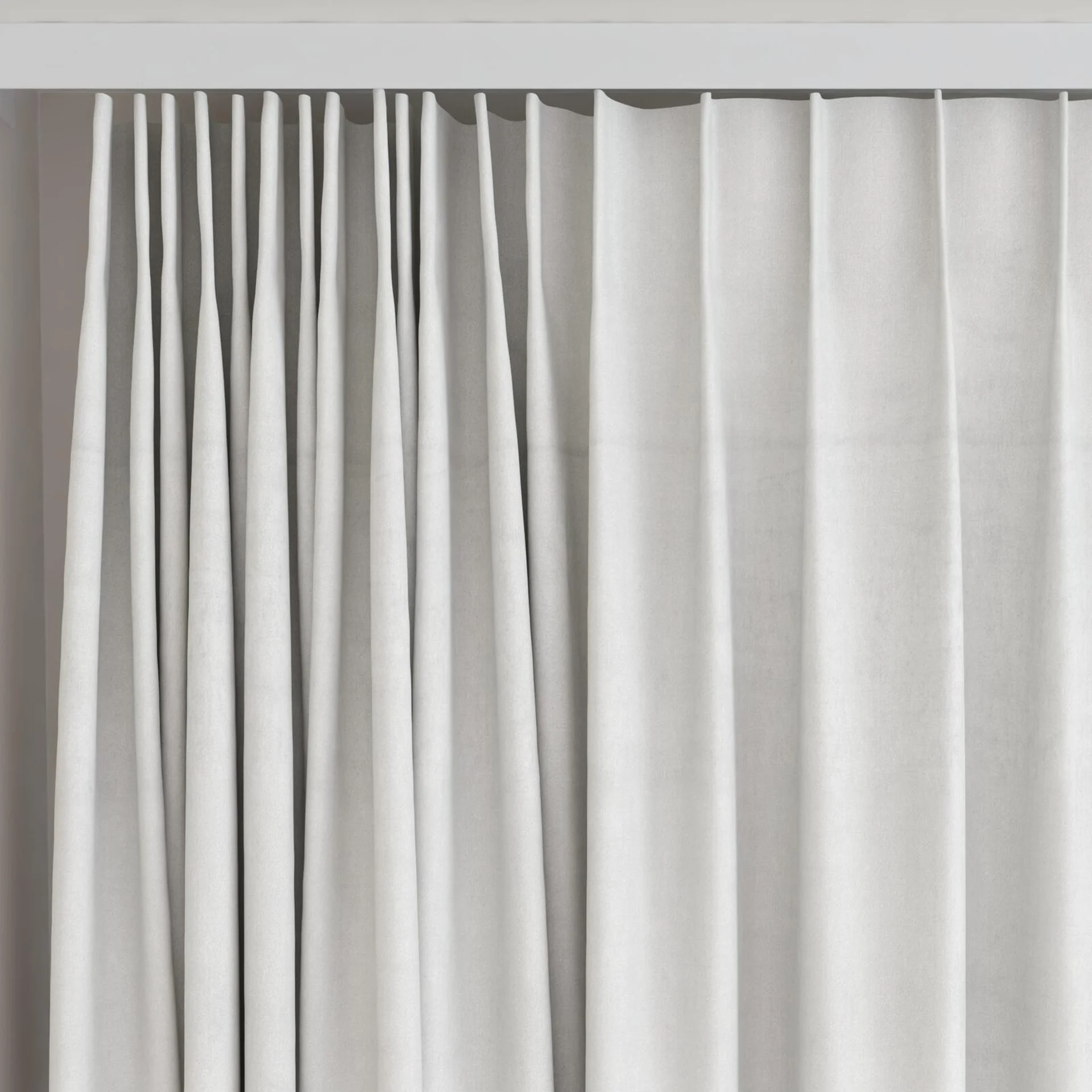 Top view of Warlock Silver, on curtain rail