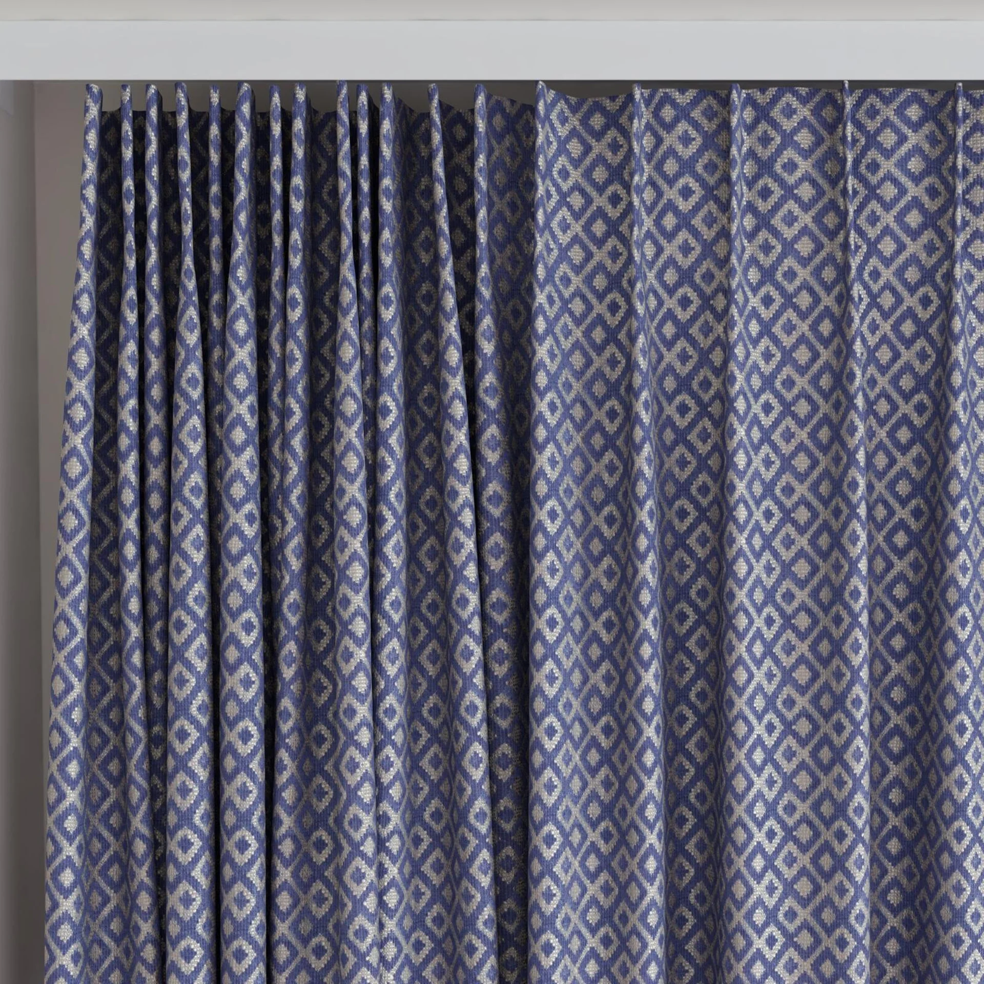 Top view of Daytona Denim, on curtain rail