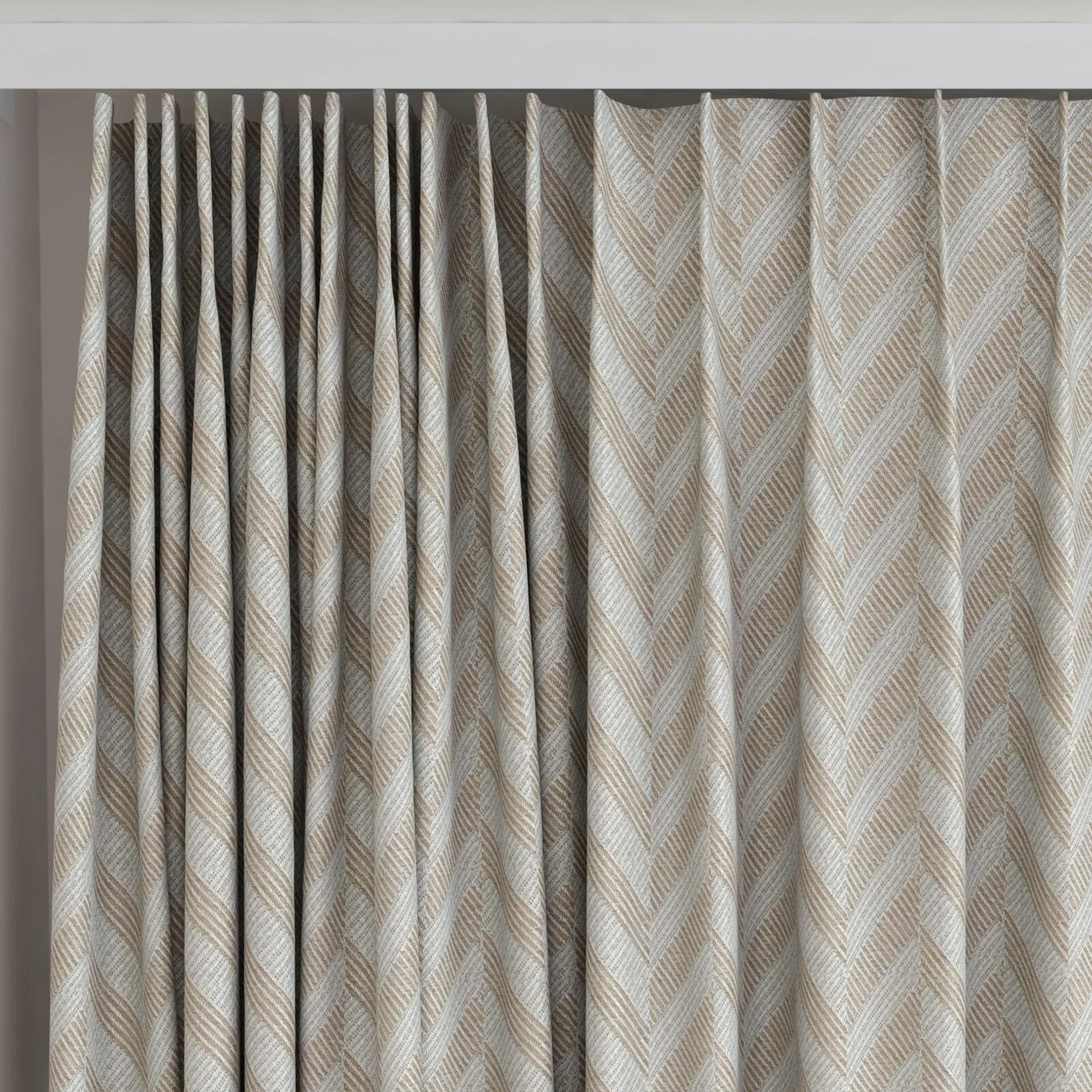 Top view of Lupine Opal, on curtain rail