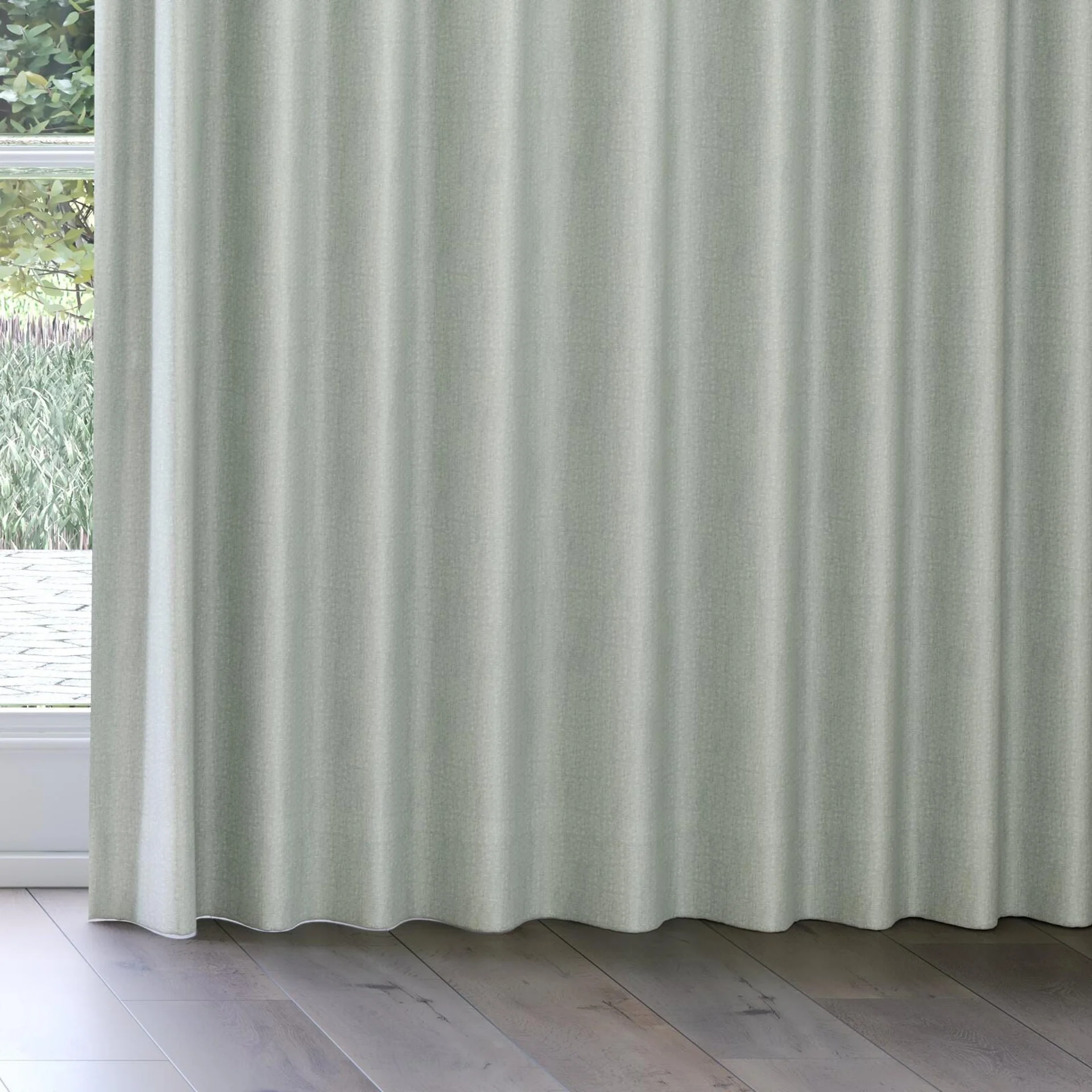 Bottom view of Retreat Blackout Palm, on curtain rail