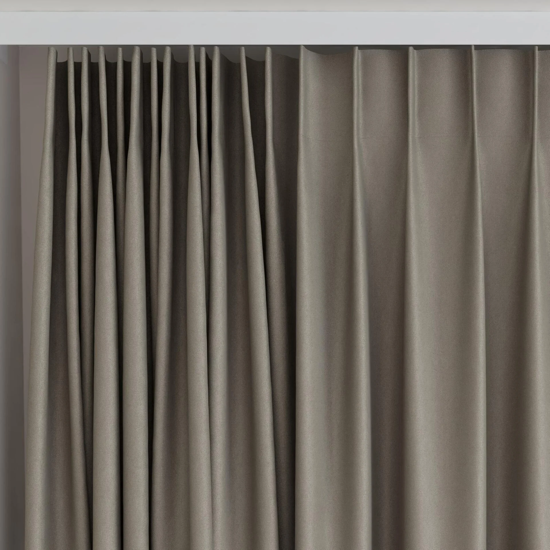 Top view of Woolskin Truffle, on curtain rail