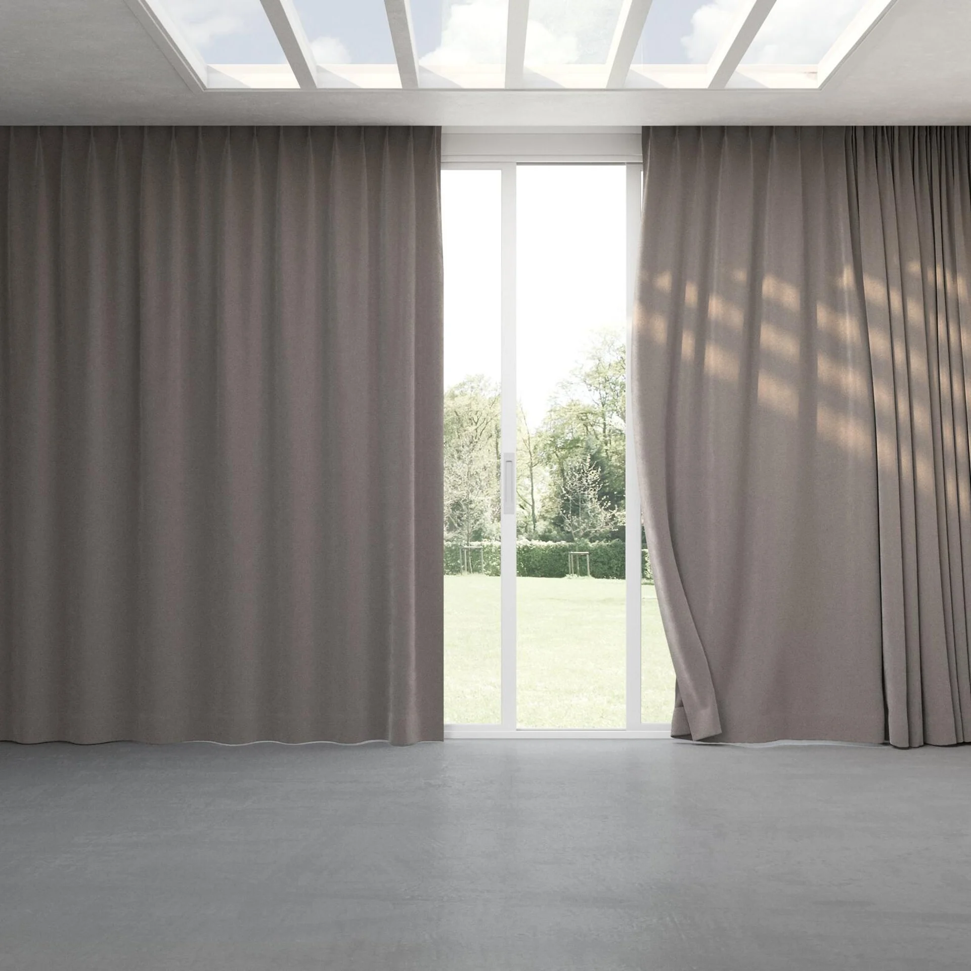 Full view of Moon Pewter, pinch pleat