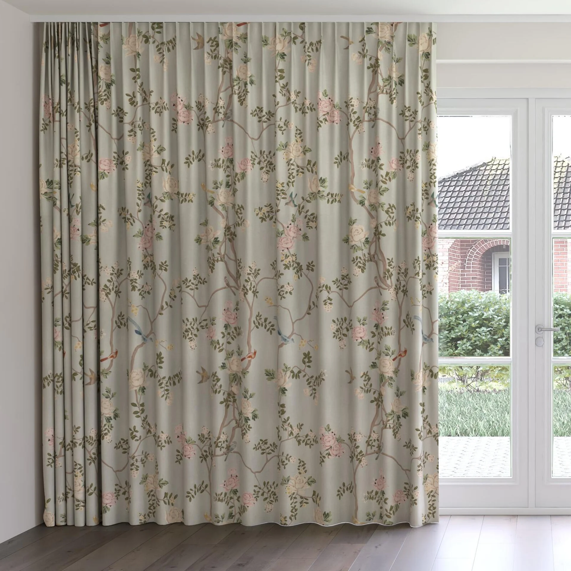 Front view of Sakura Duckegg, on curtain rail