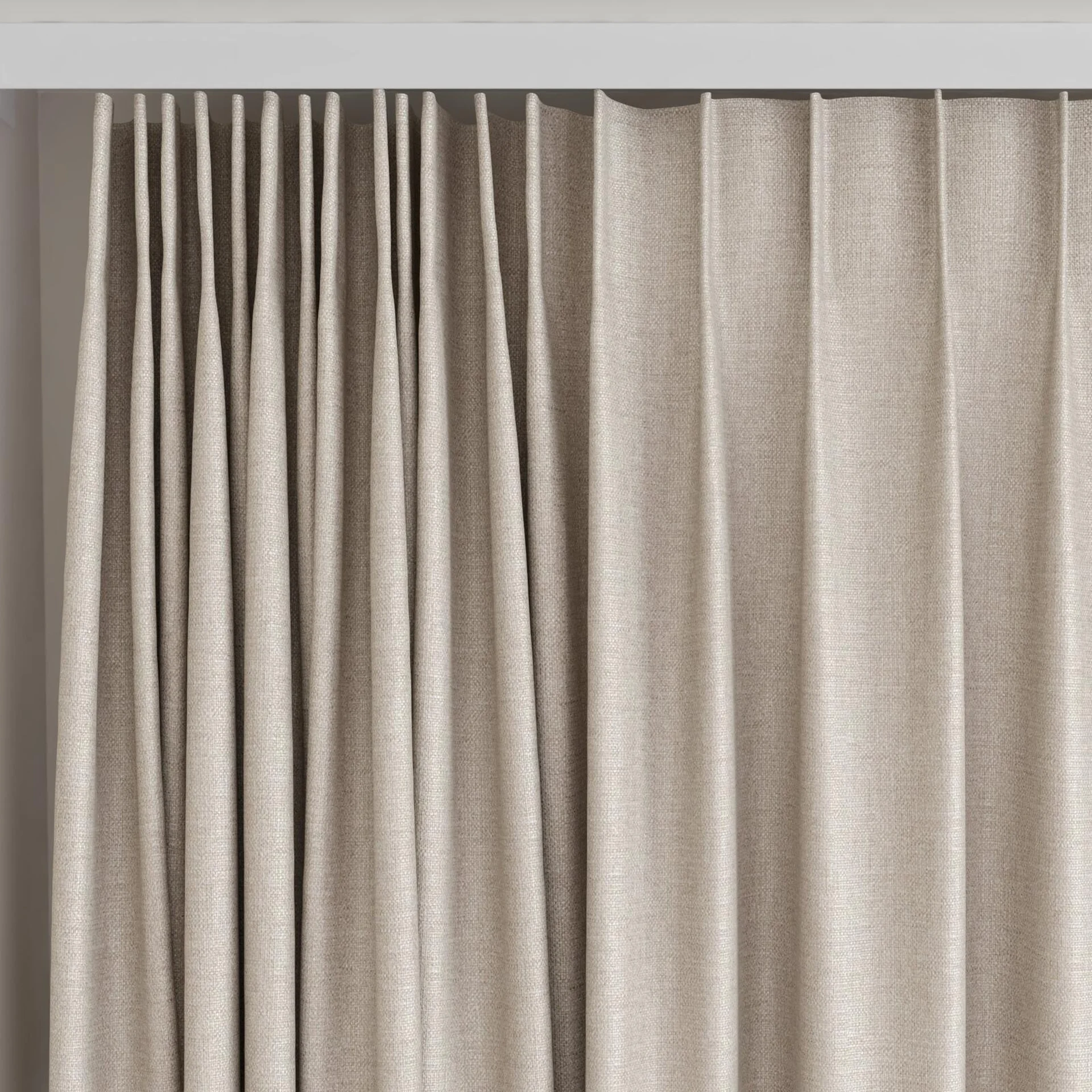 Top view of Gent Flax, on curtain rail