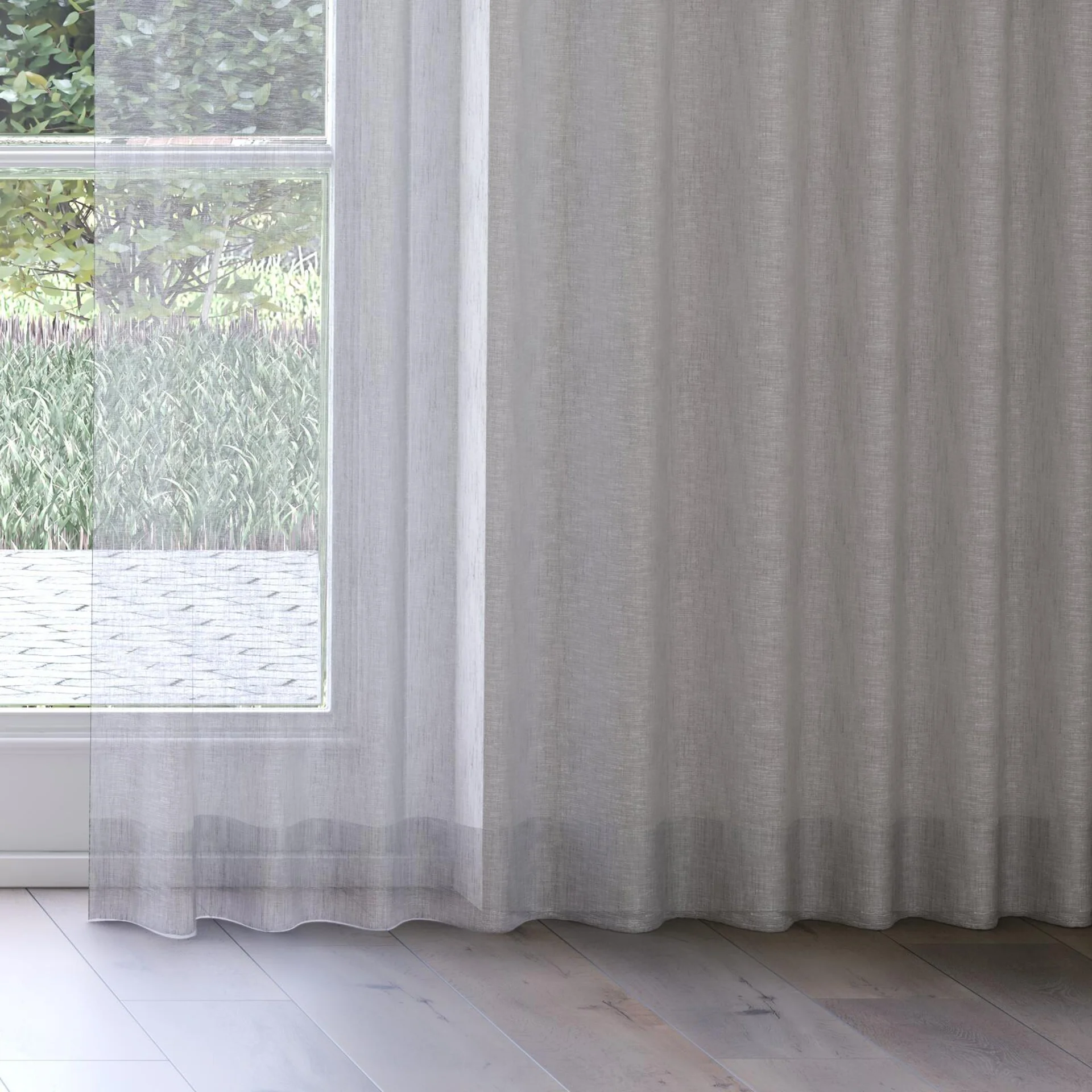 Bottom view of Natura Recycled Onyx, on curtain rail