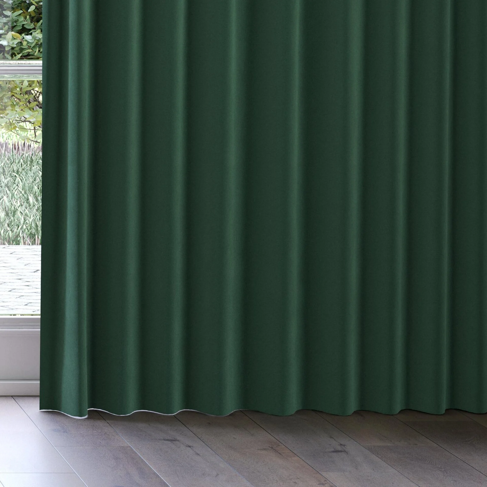 Bottom view of Vienna Emerald, on curtain rail