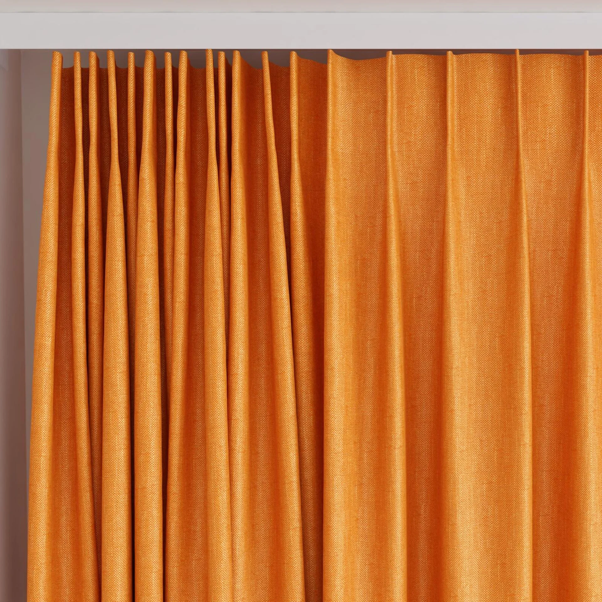 Top view of Bronco Blazing, on curtain rail