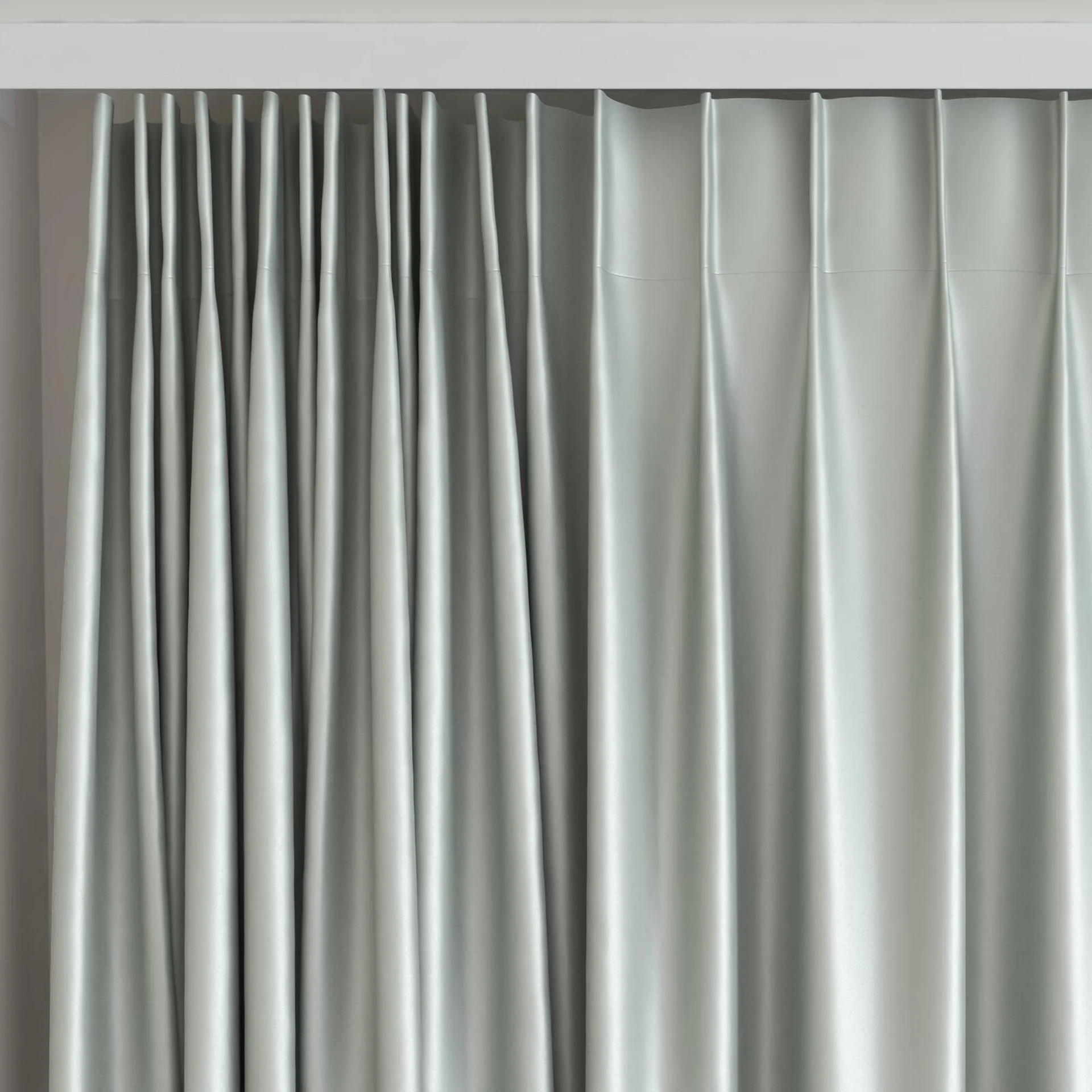 Top view of Sleek Frost, on curtain rail