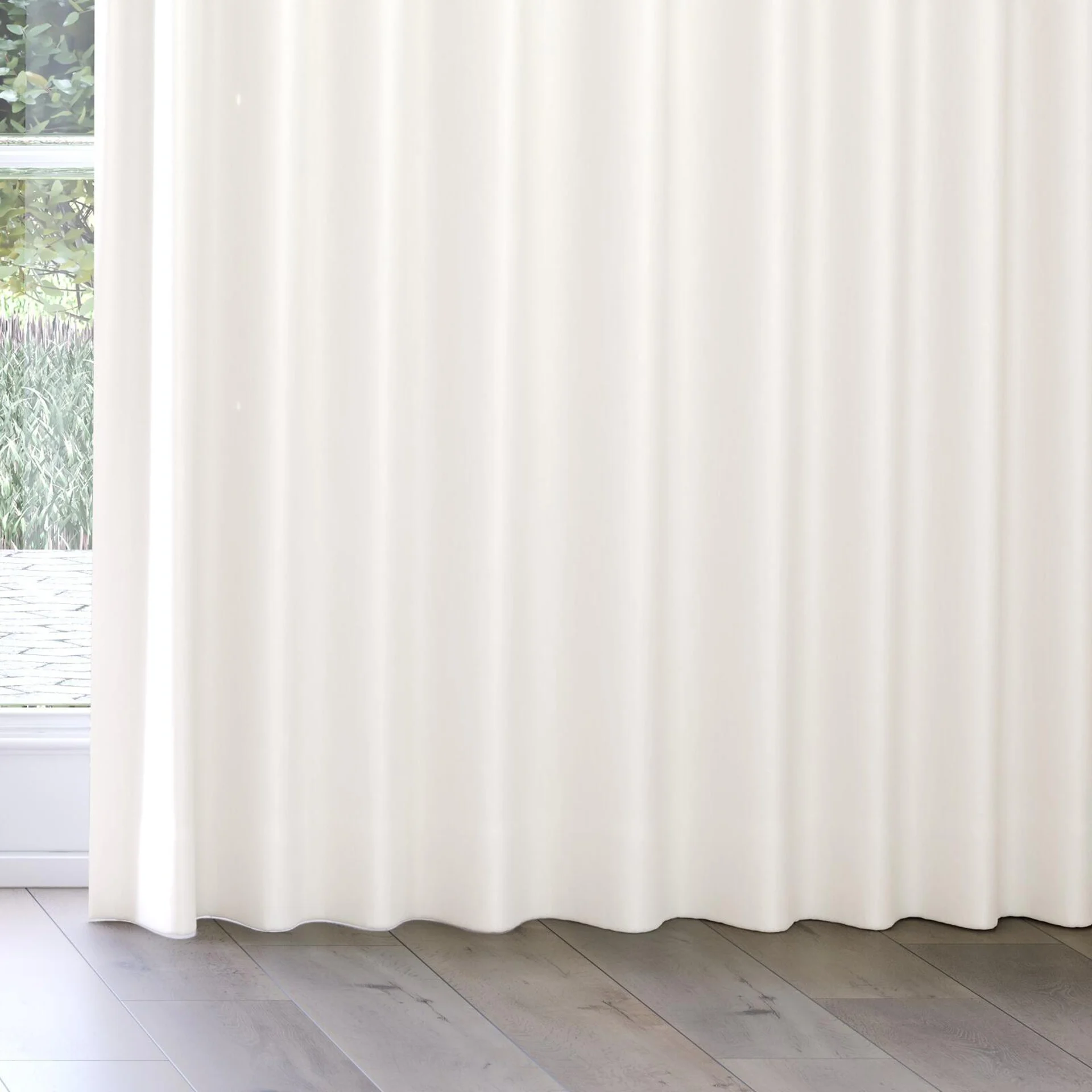 Bottom view of Eternal Ivory, on curtain rail