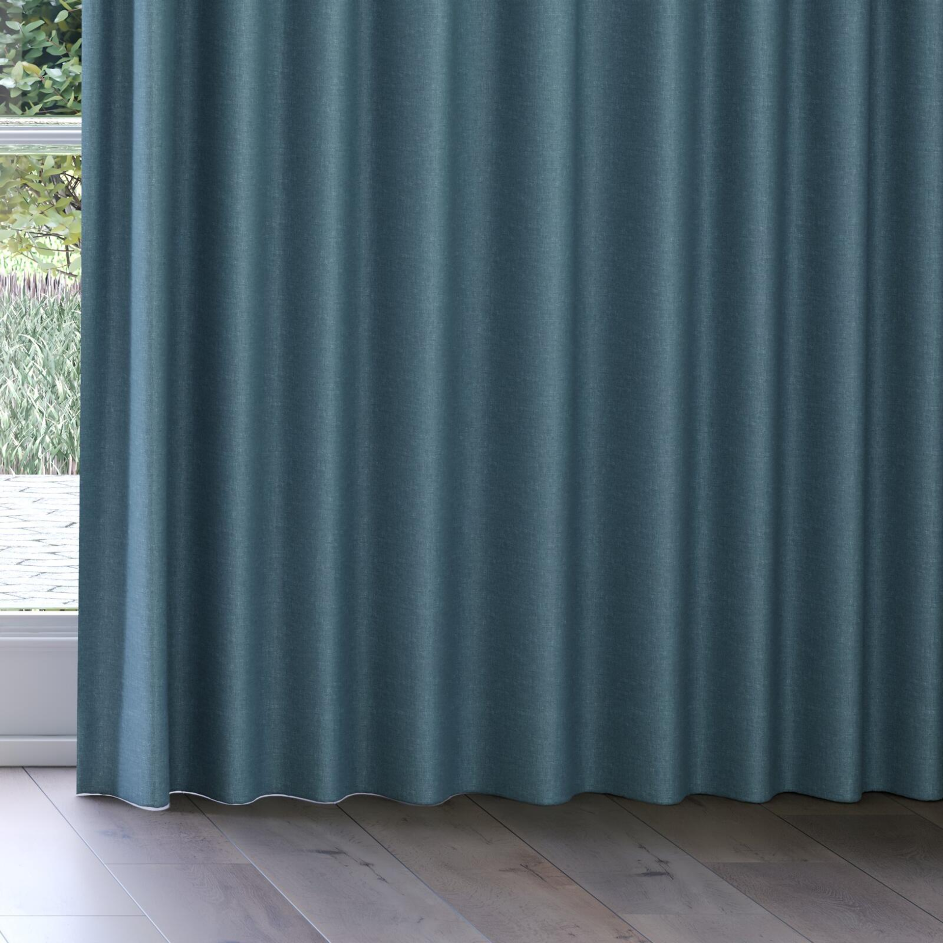 Bottom view of Casual Duckegg, on curtain rail