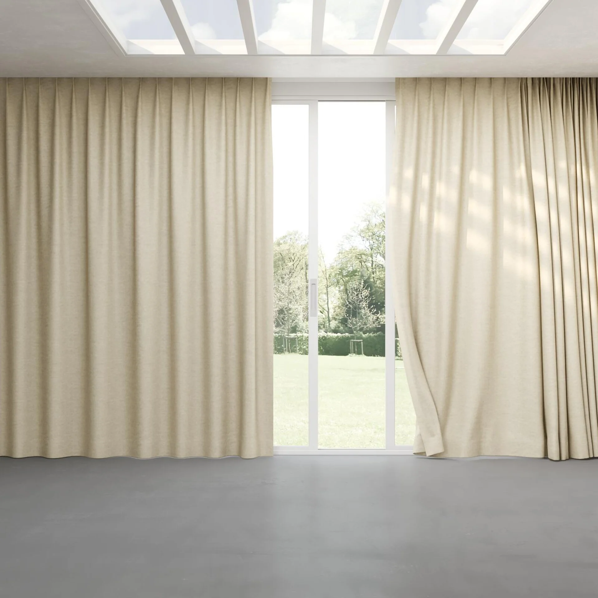 Full view of Colourwash Raffia, pinch pleat