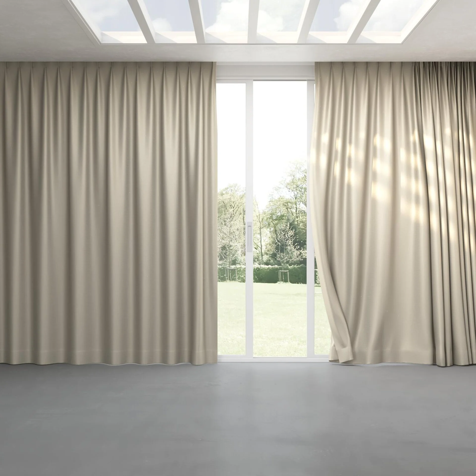 Full view of Kennedy II Blackout Nude, pinch pleat
