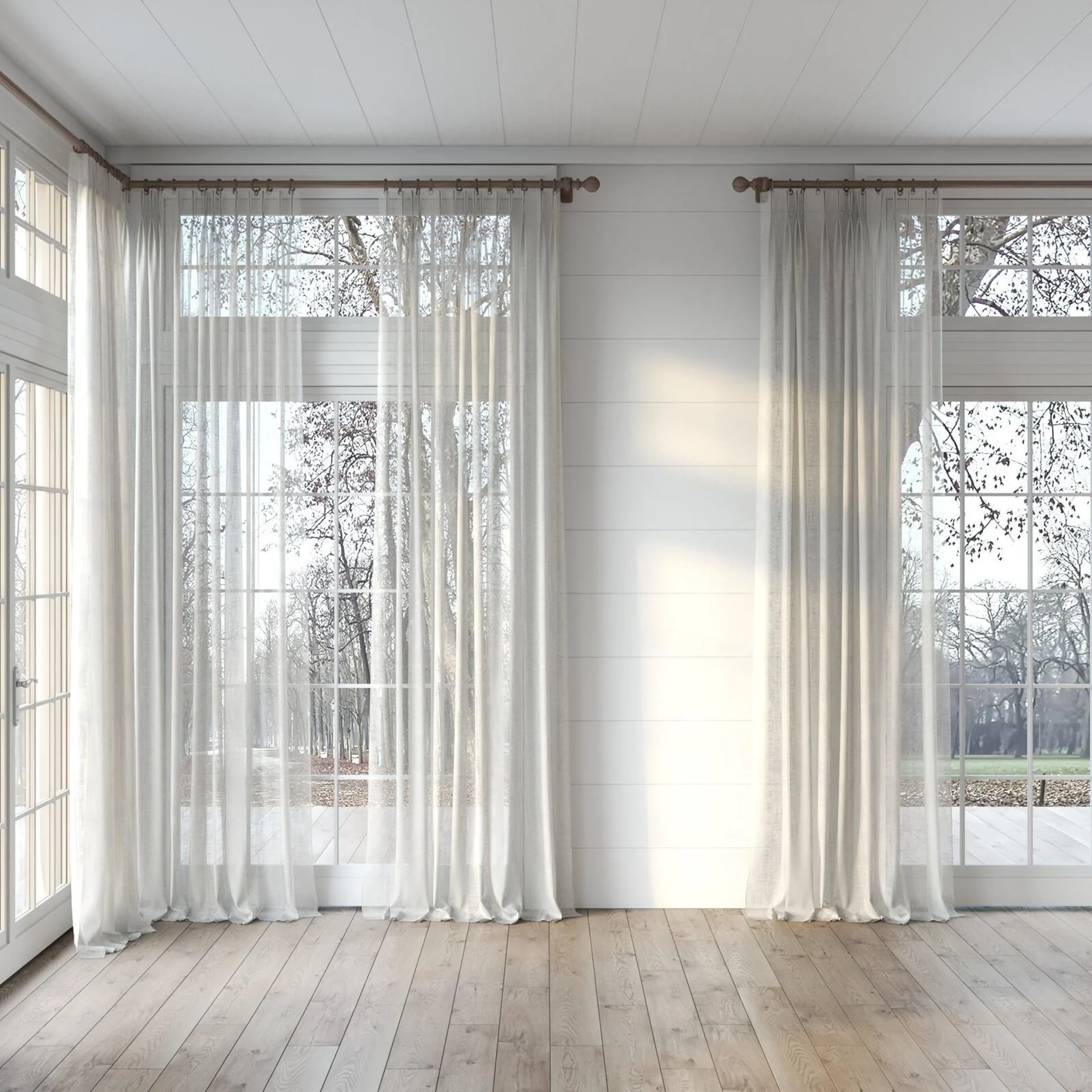 Full view of Coastal Mineral, puddled, on curtain rod