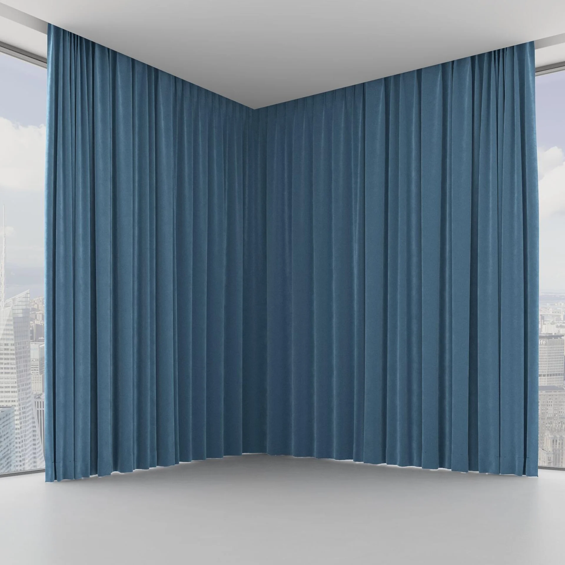 Front view of Lux Velvet Azure 8817, on hidden rail
