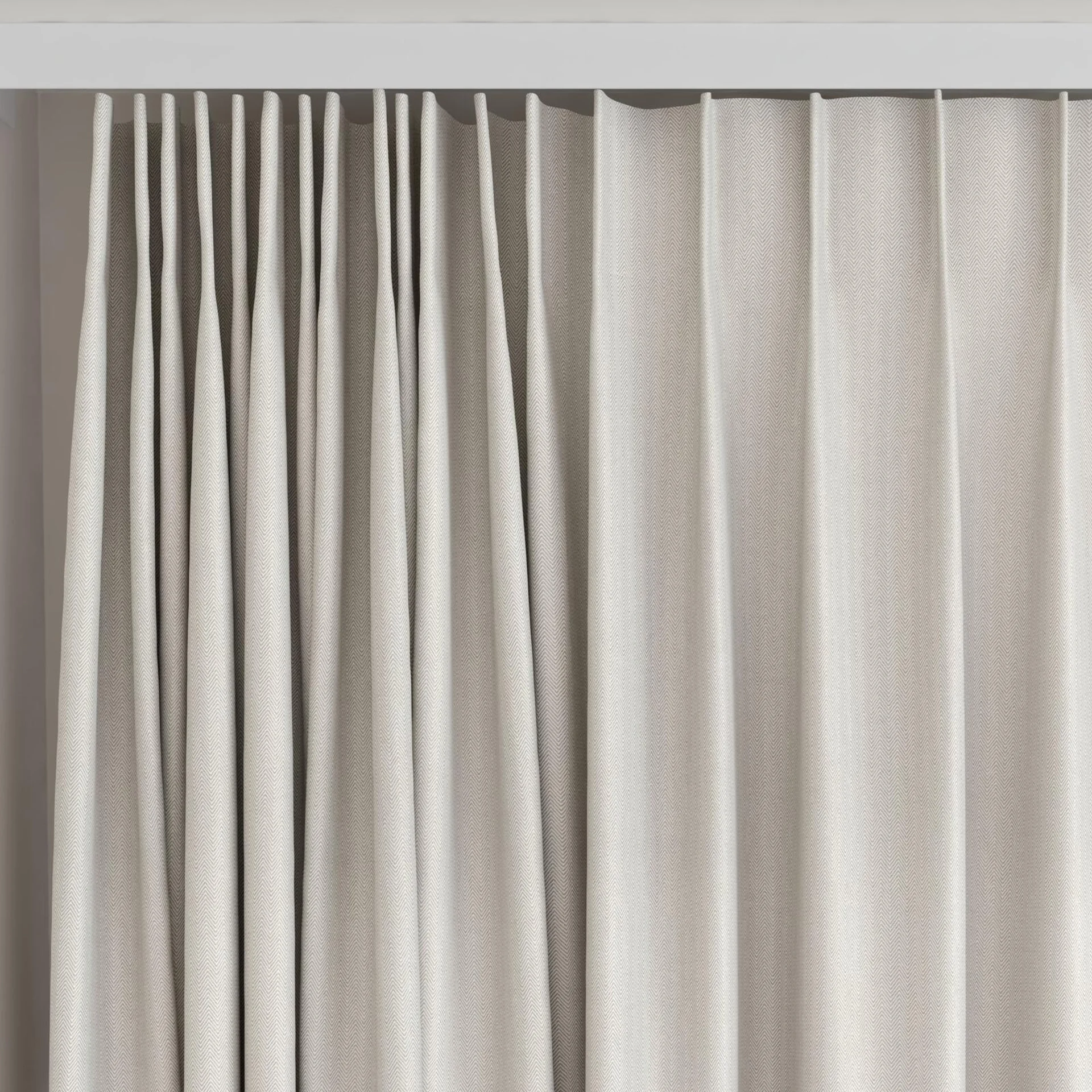 Top view of Temperament Pebble, on curtain rail