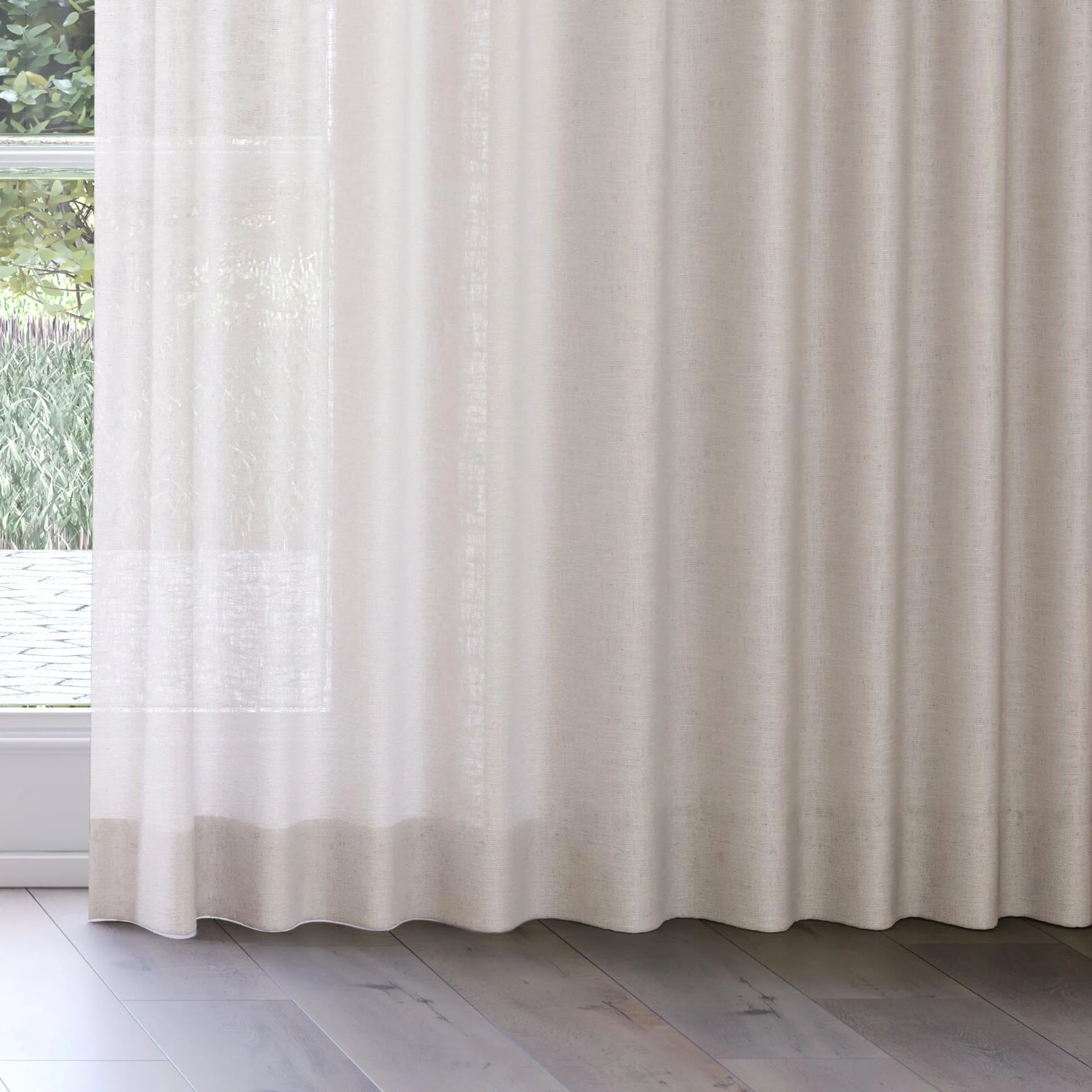 Bottom view of Adobe Sand, on curtain rail