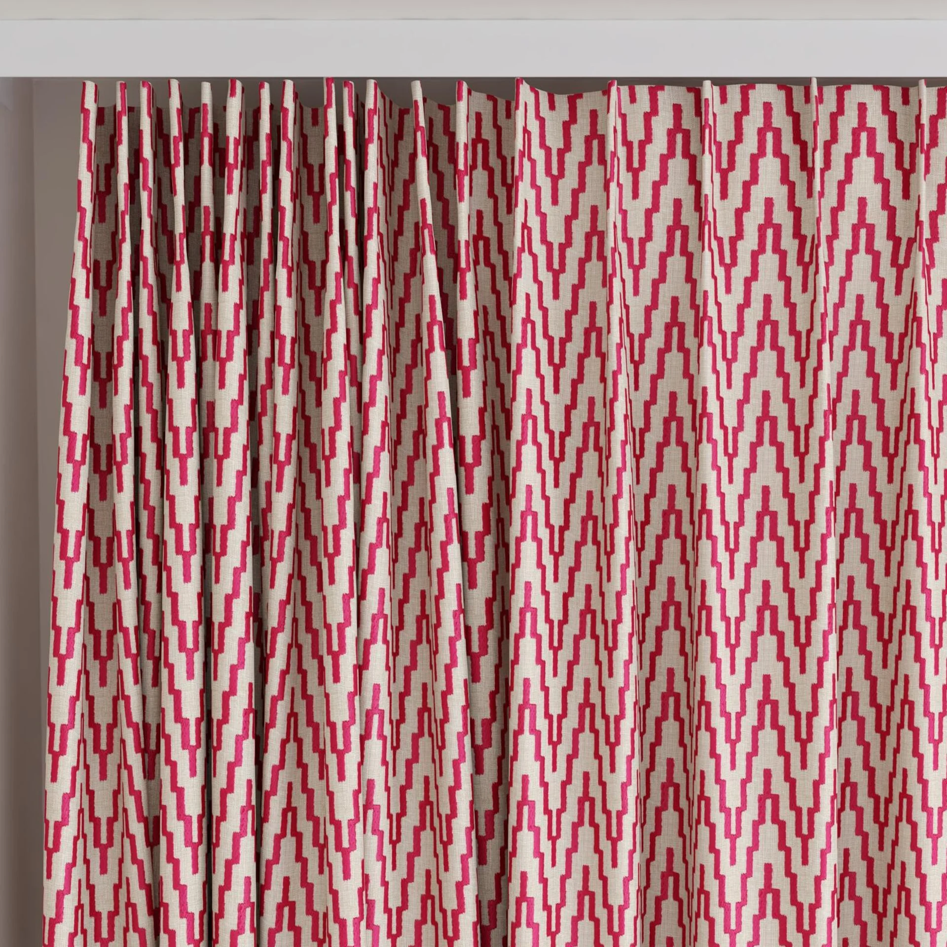 Top view of Running Magenta, on curtain rail