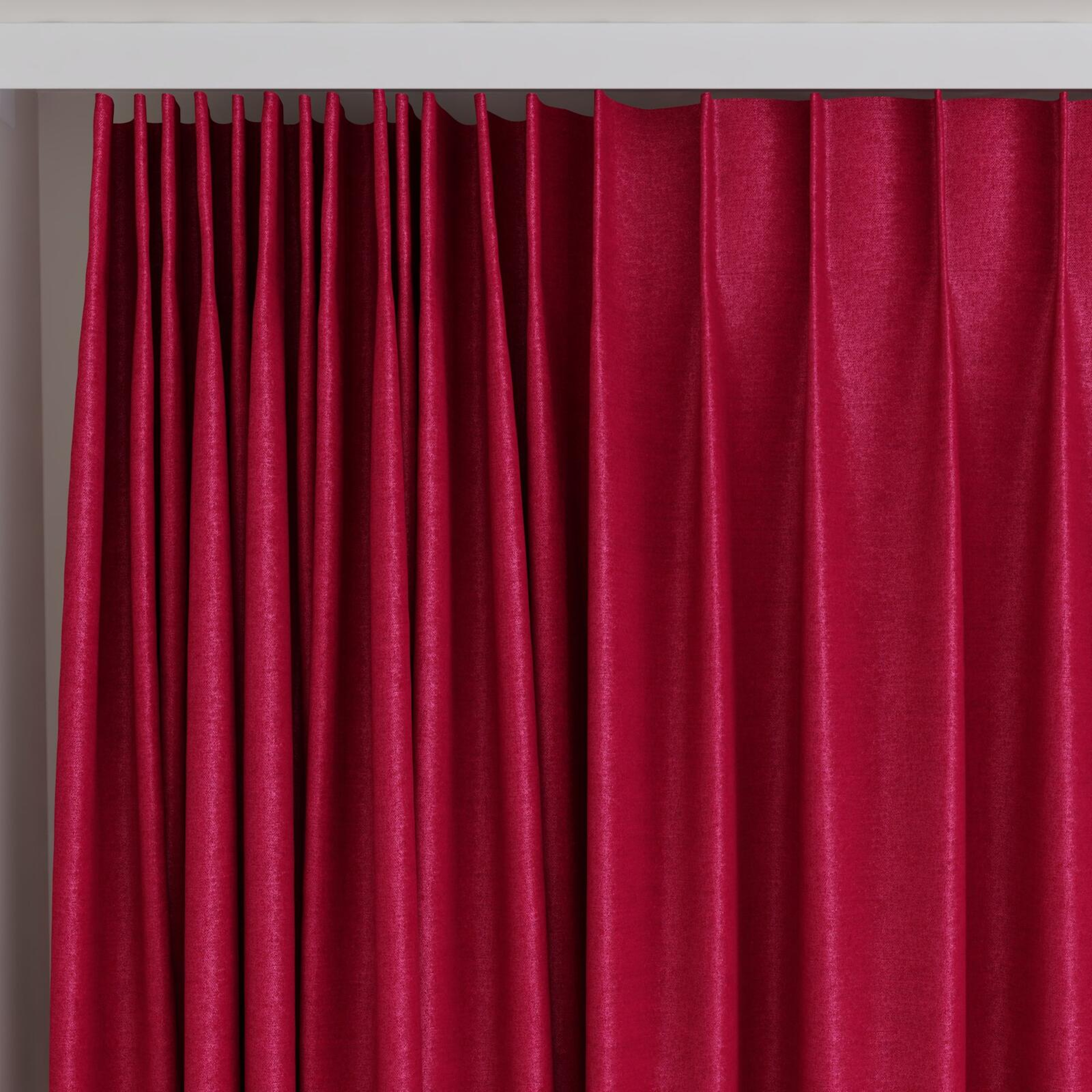 Top view of Drama Magenta, on curtain rail