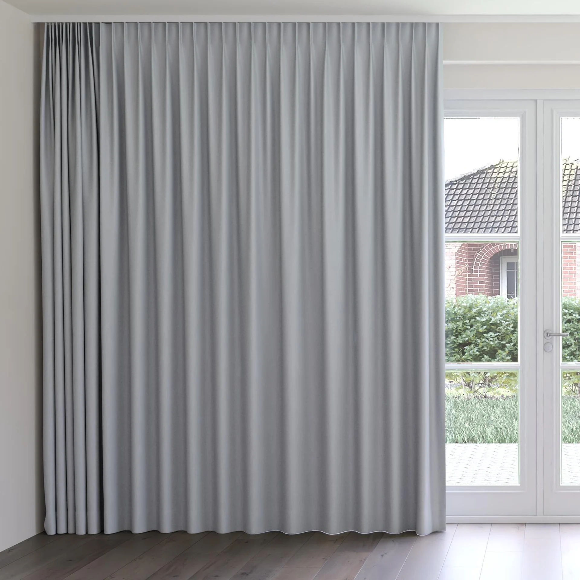 Front view of Brugge Metal, on curtain rail