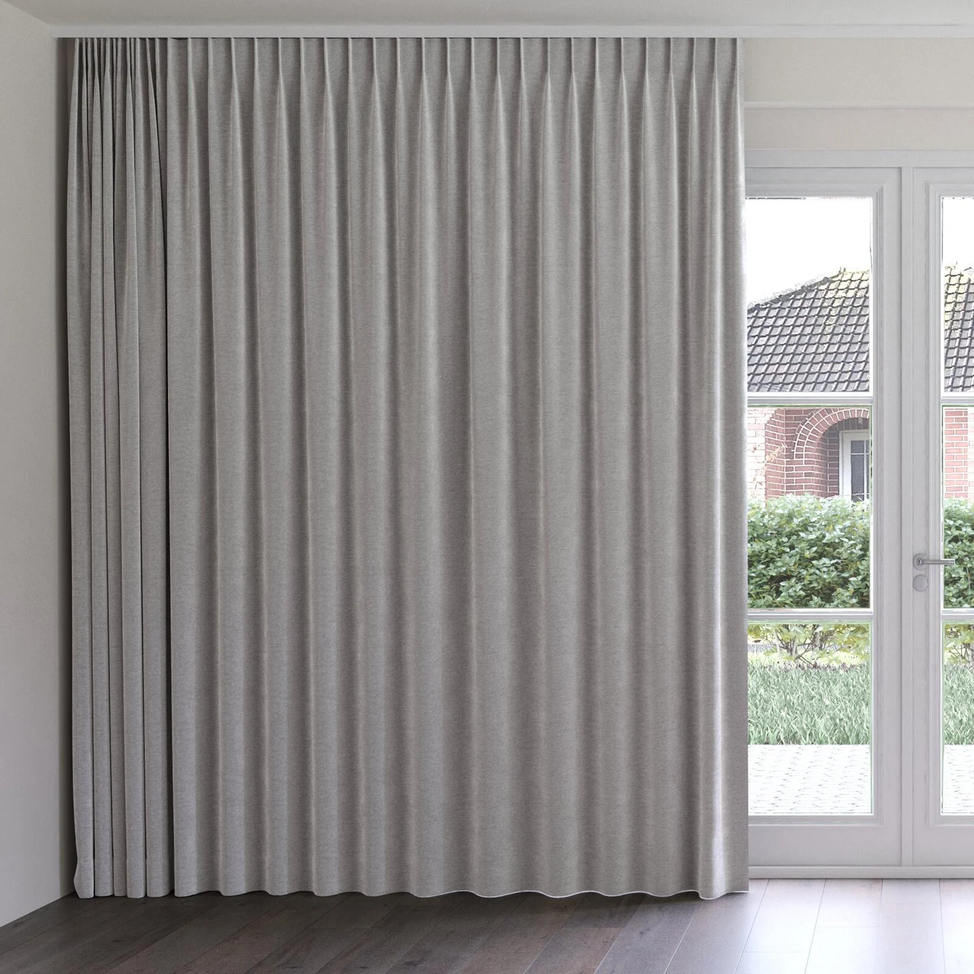 Front view of Geneva Aluminium, on curtain rail