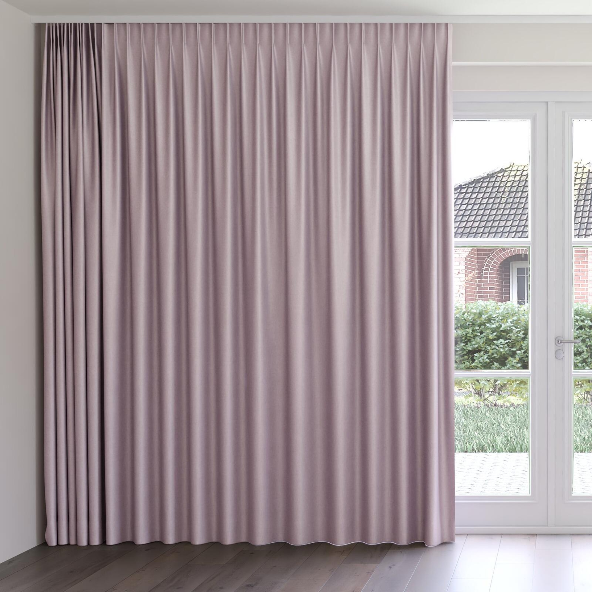 Front view of Fiji Orchid, on curtain rail