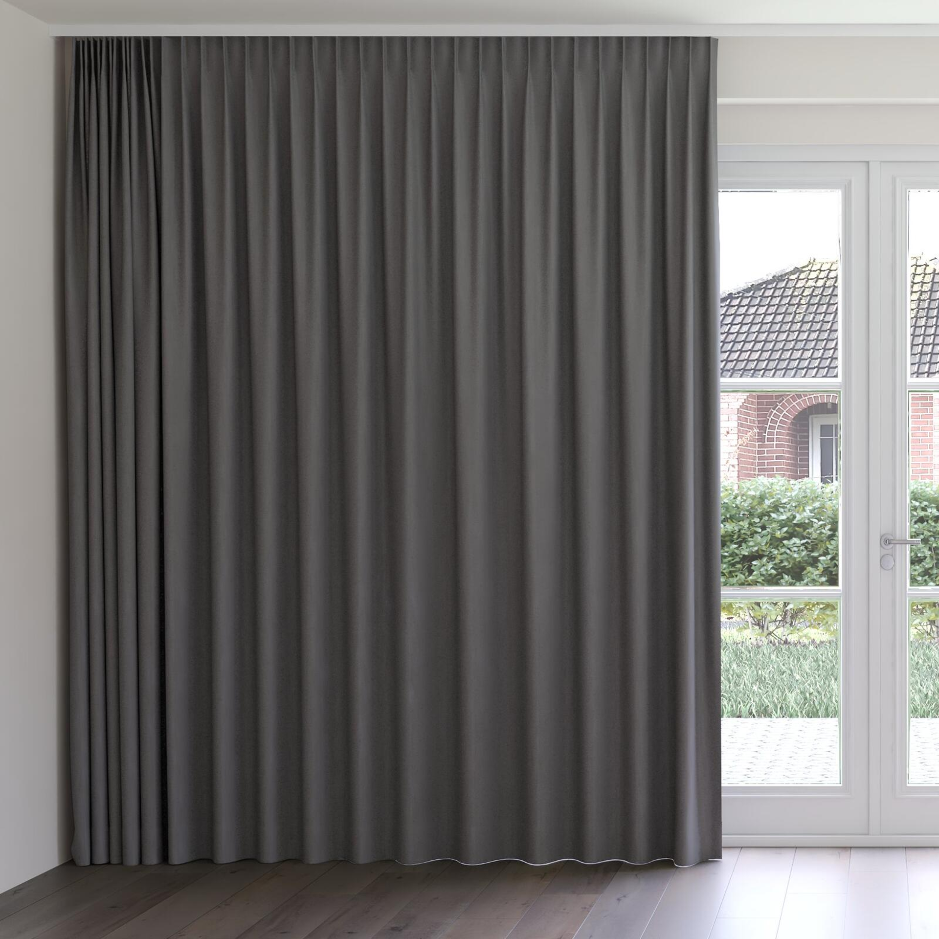 Front view of Tasman UC Graphite, on curtain rail