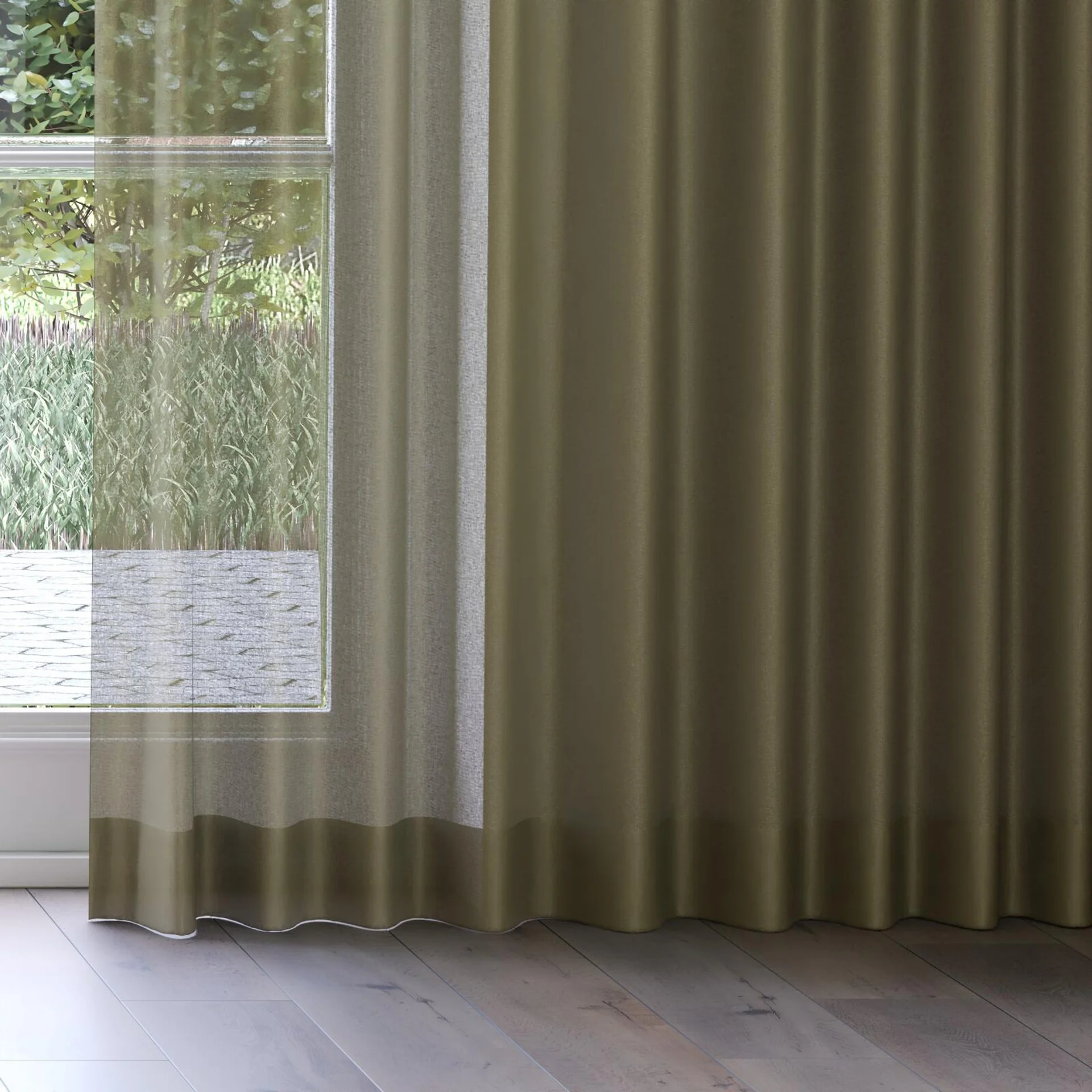 Bottom view of Kanji Moss, on curtain rail