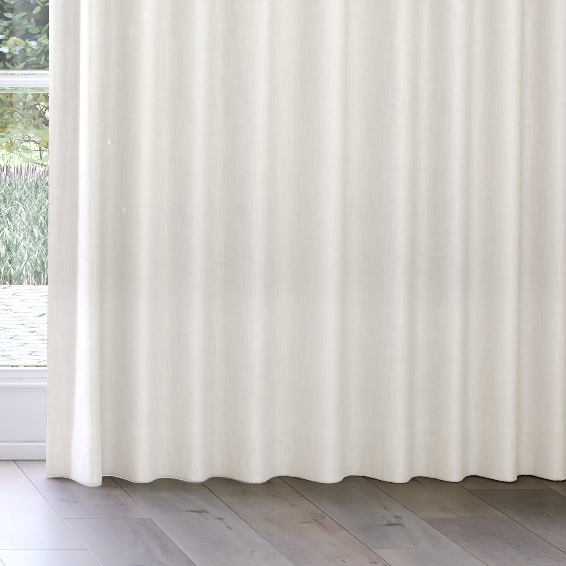 Bottom view of Lexicon Ecru, on curtain rail