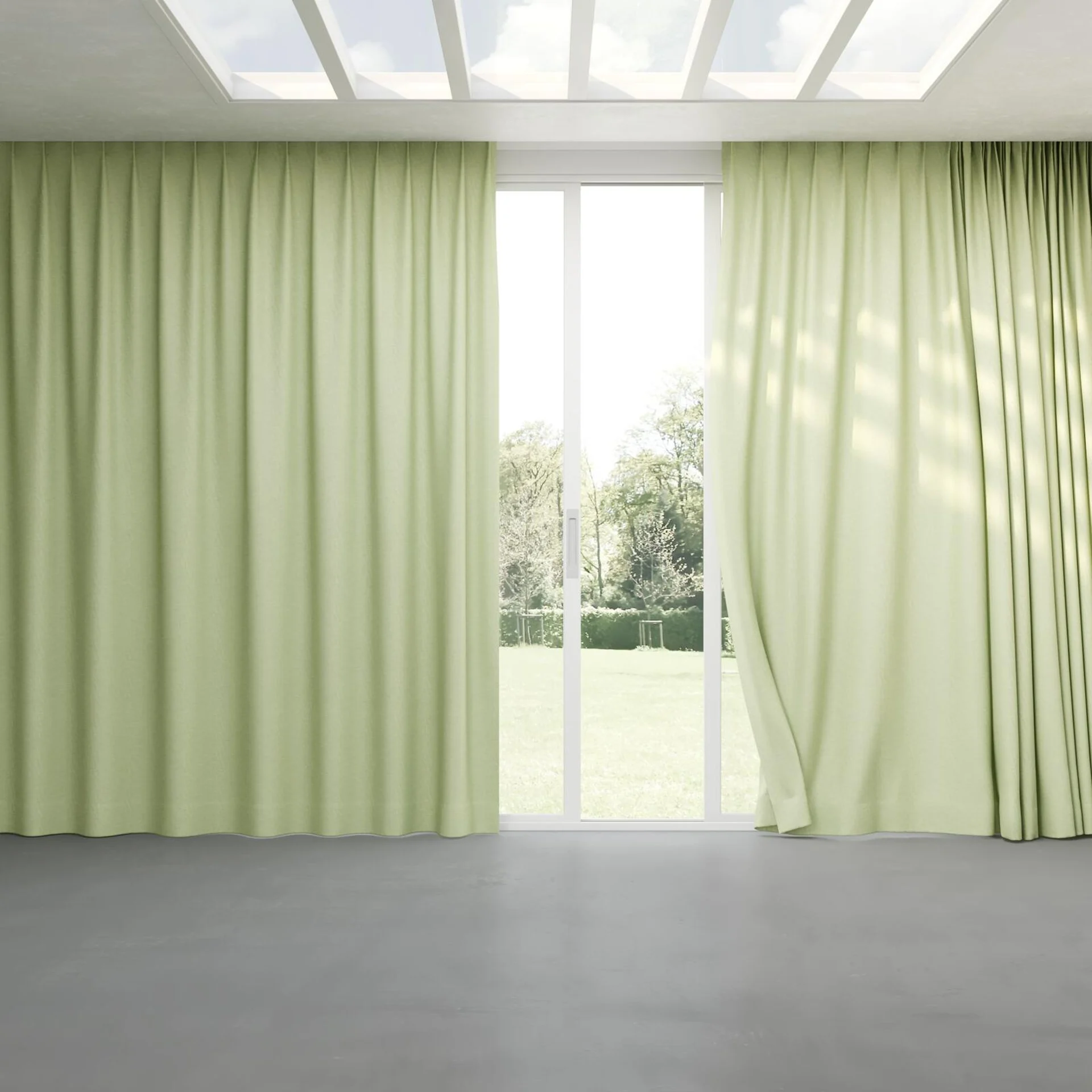 Full view of Casual Sage, pinch pleat