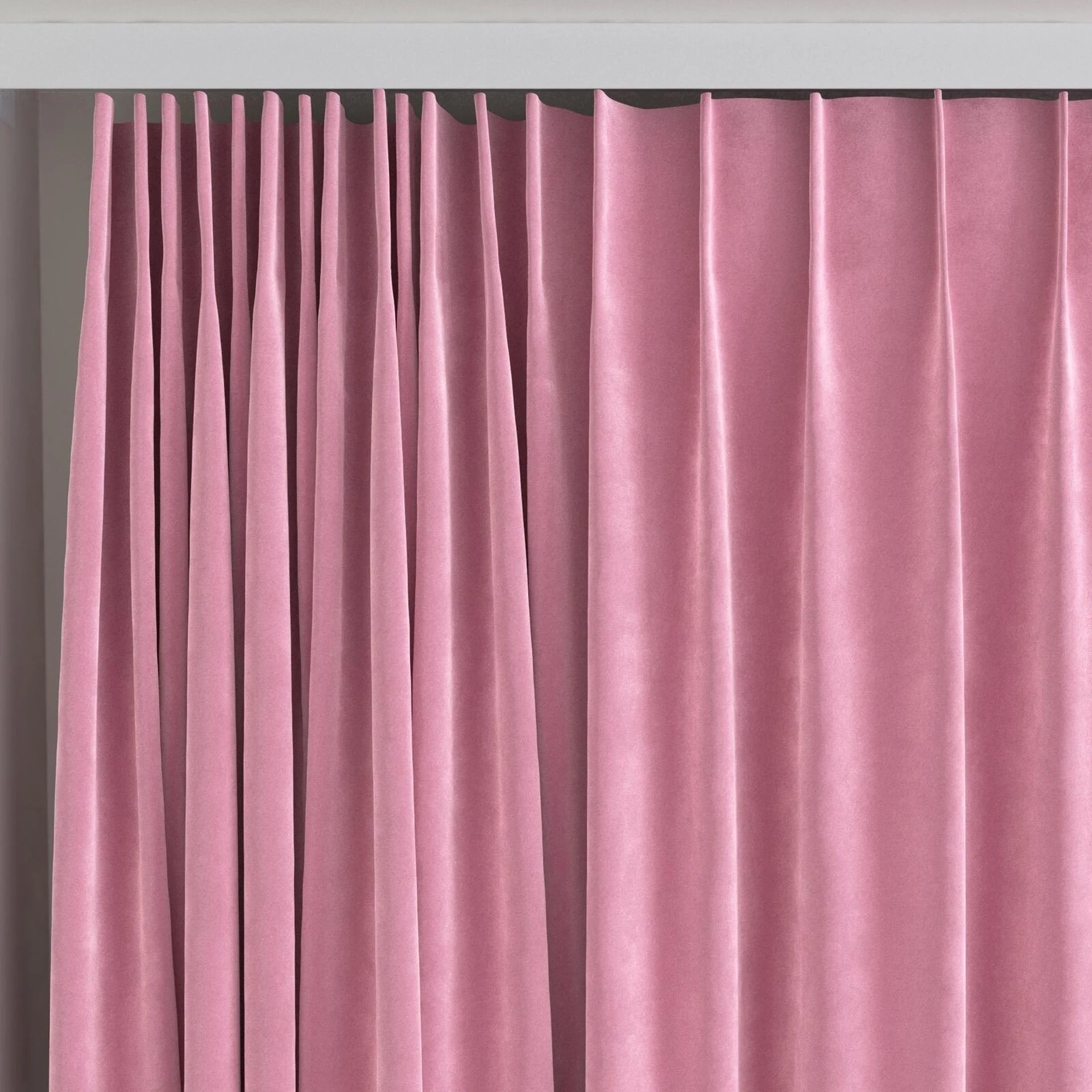 Top view of Lux Velvet Orchid 8502, on curtain rail