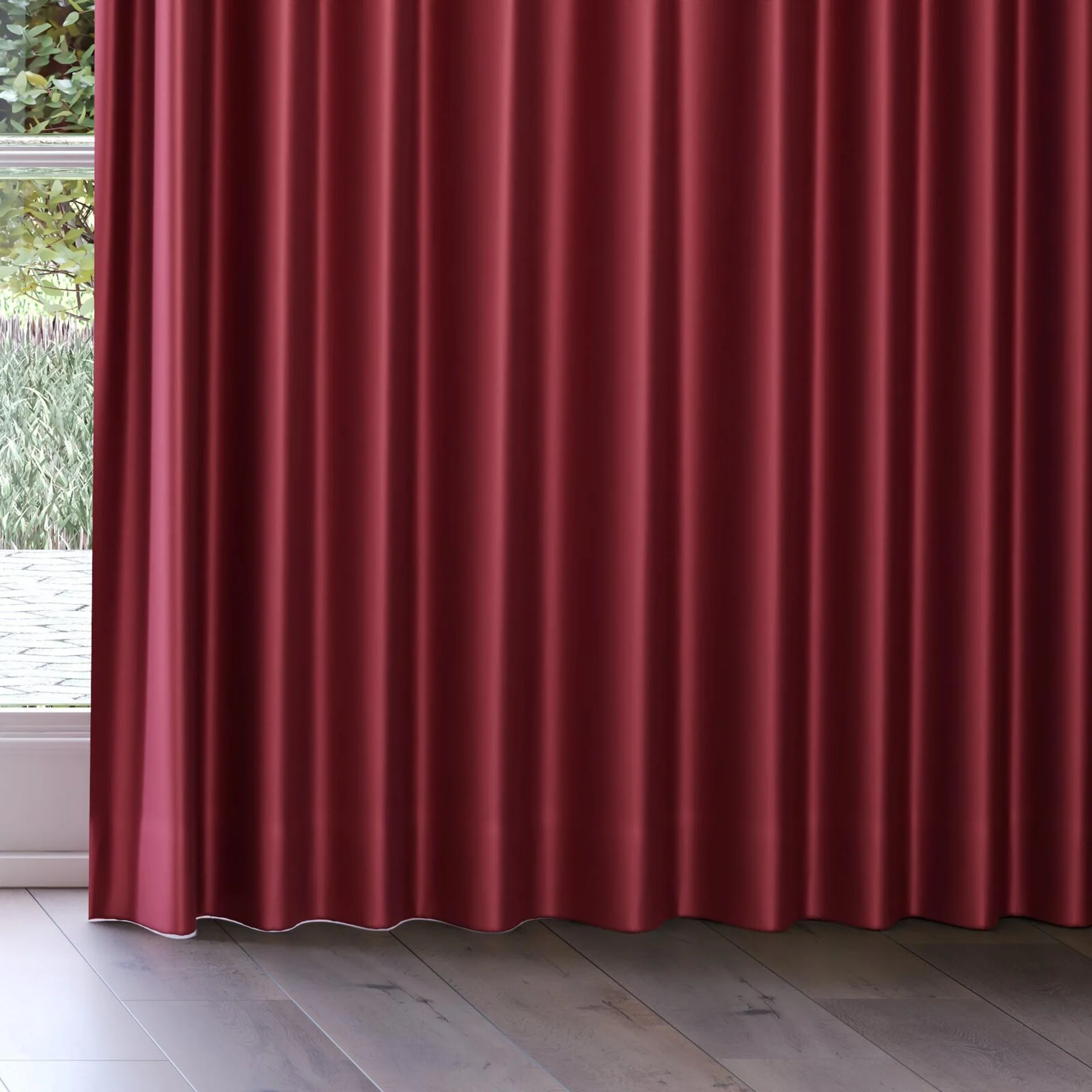 Bottom view of Moonbeam Rosewood, on curtain rail